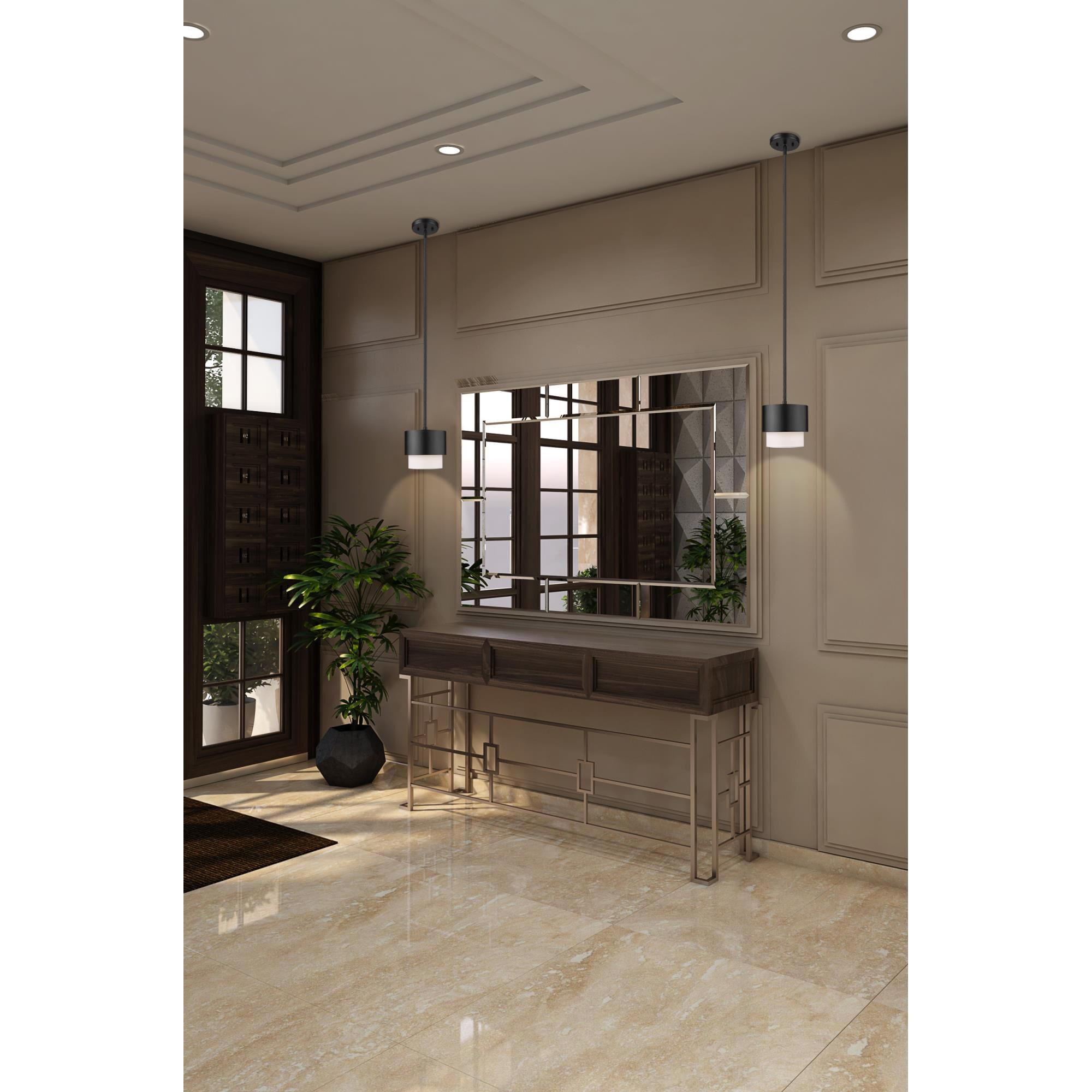 Shown in Matte Black finish and White glass