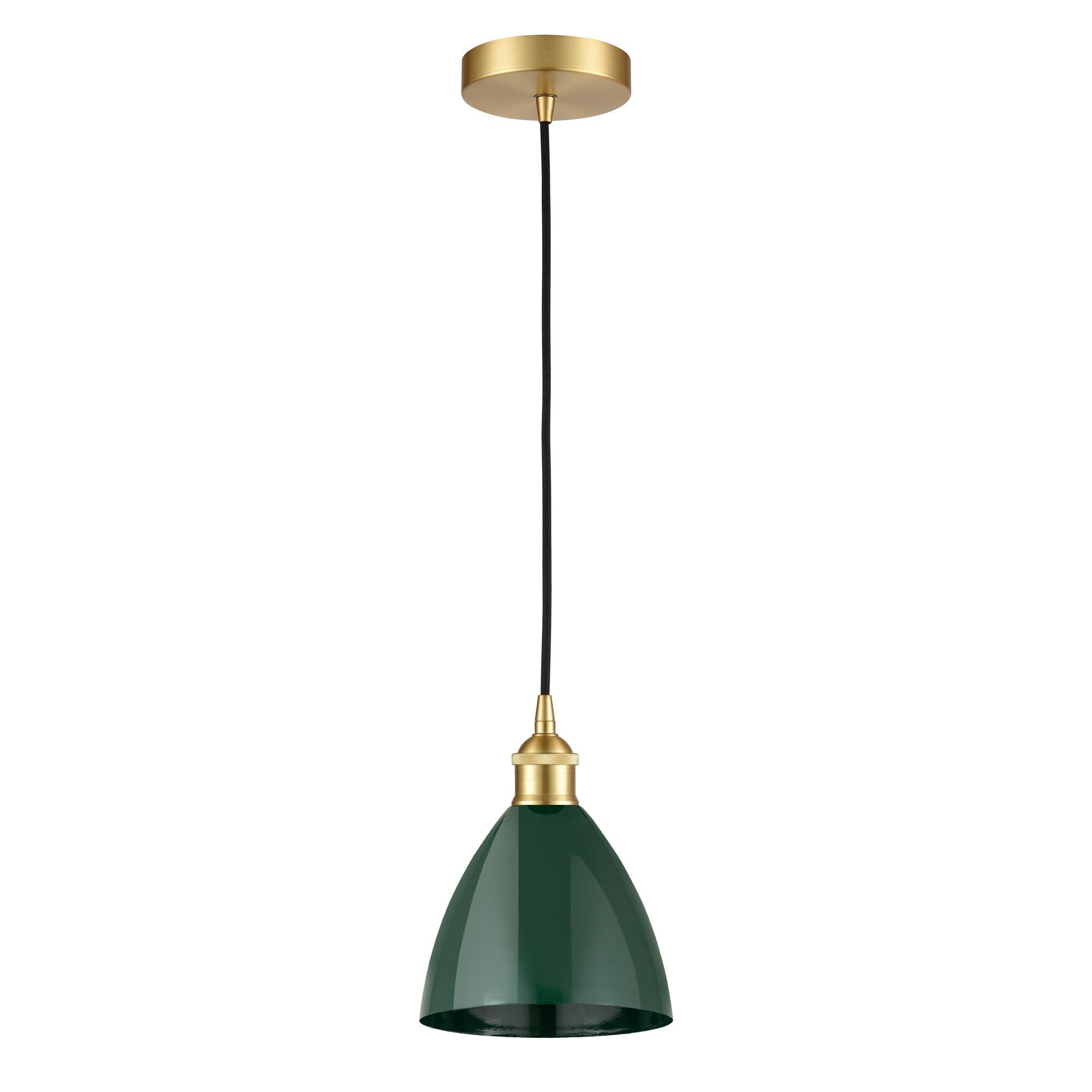 Shown in Satin Gold finish and Green Plymouth Dome shade