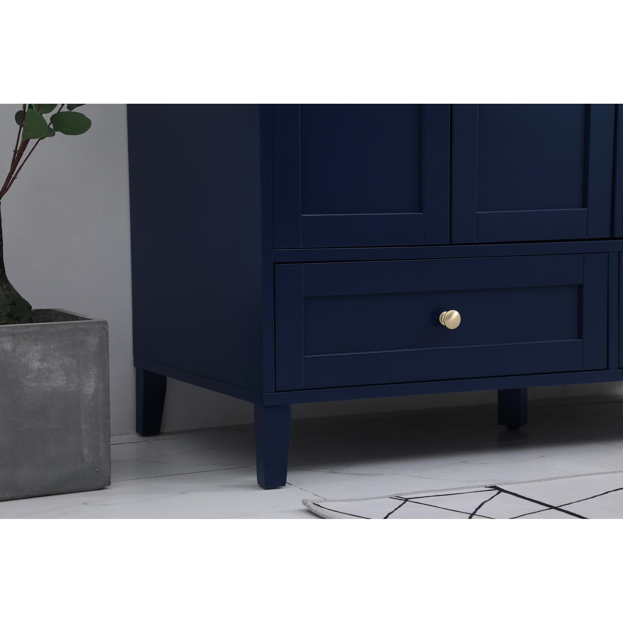 Shown in Blue And Gold With Calacatta Quartz finish