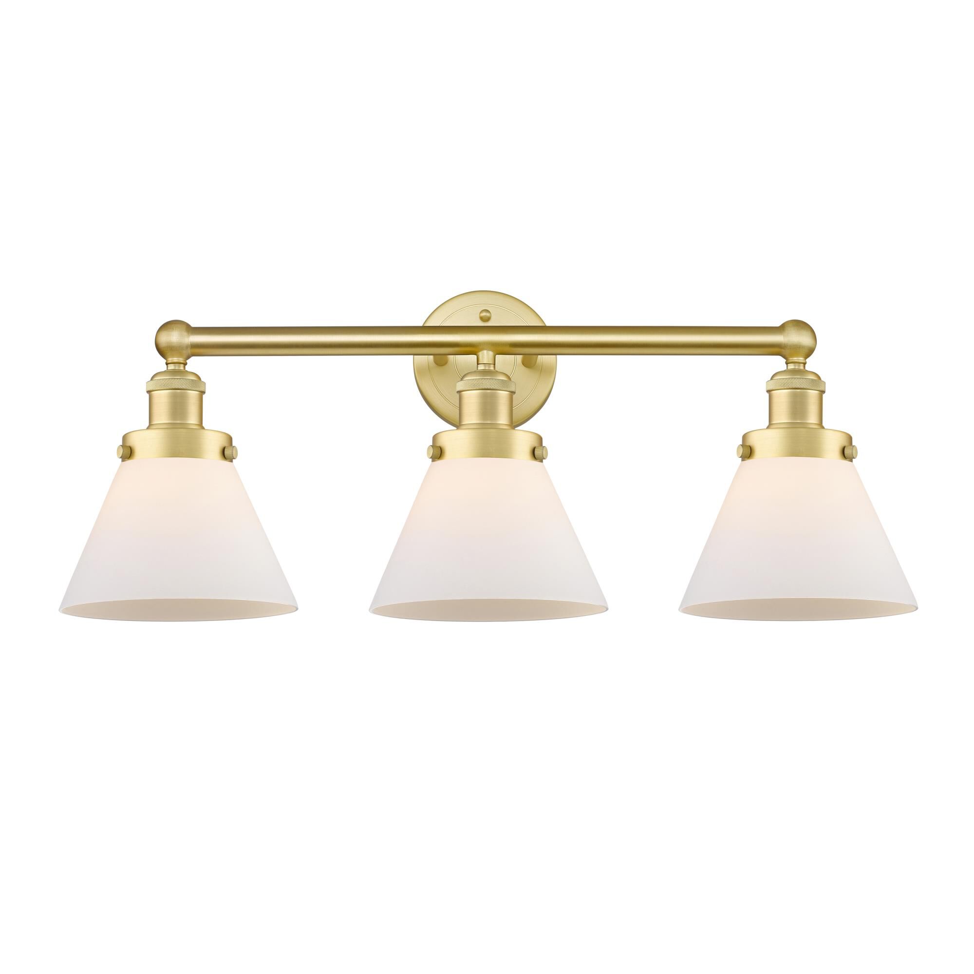 Shown in Satin Gold finish and Matte White glass