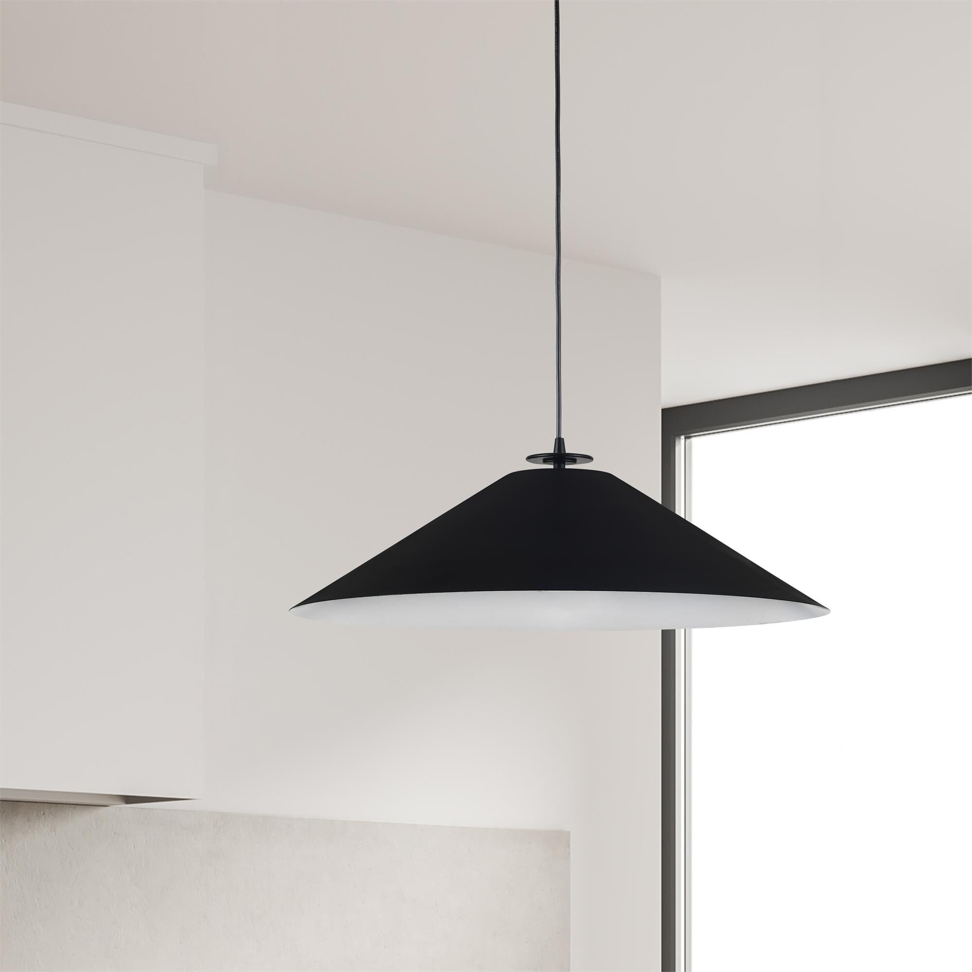Shown in Black and White finish and Black Metal Cone shade