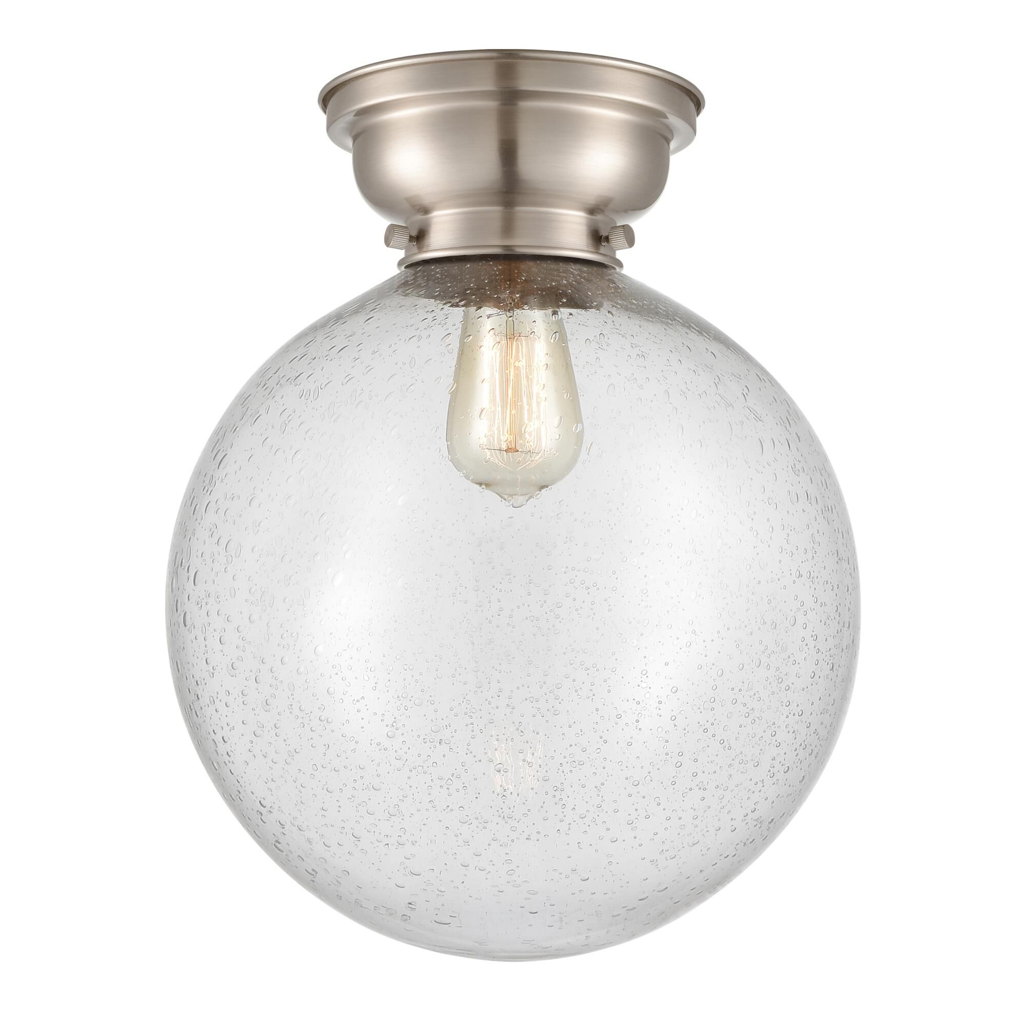 Shown in Brushed Satin Nickel finish and Globe glass and Glass shade