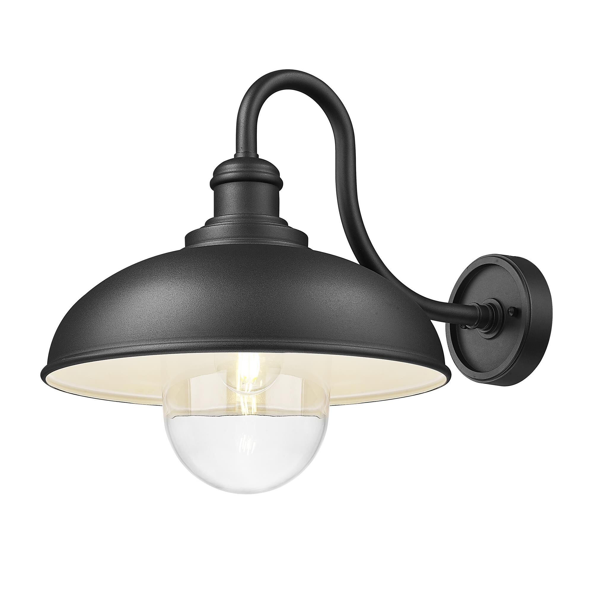Shown in Sand Black finish and Clear glass and Clear shade