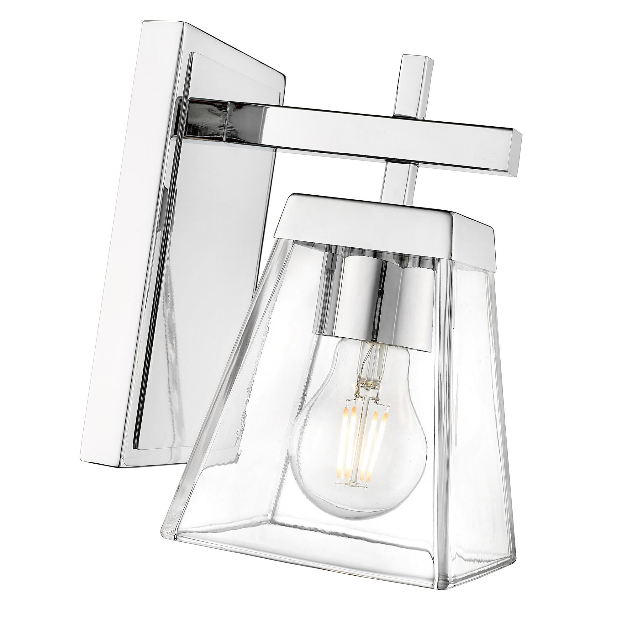 Shown in Chrome finish and Clear glass