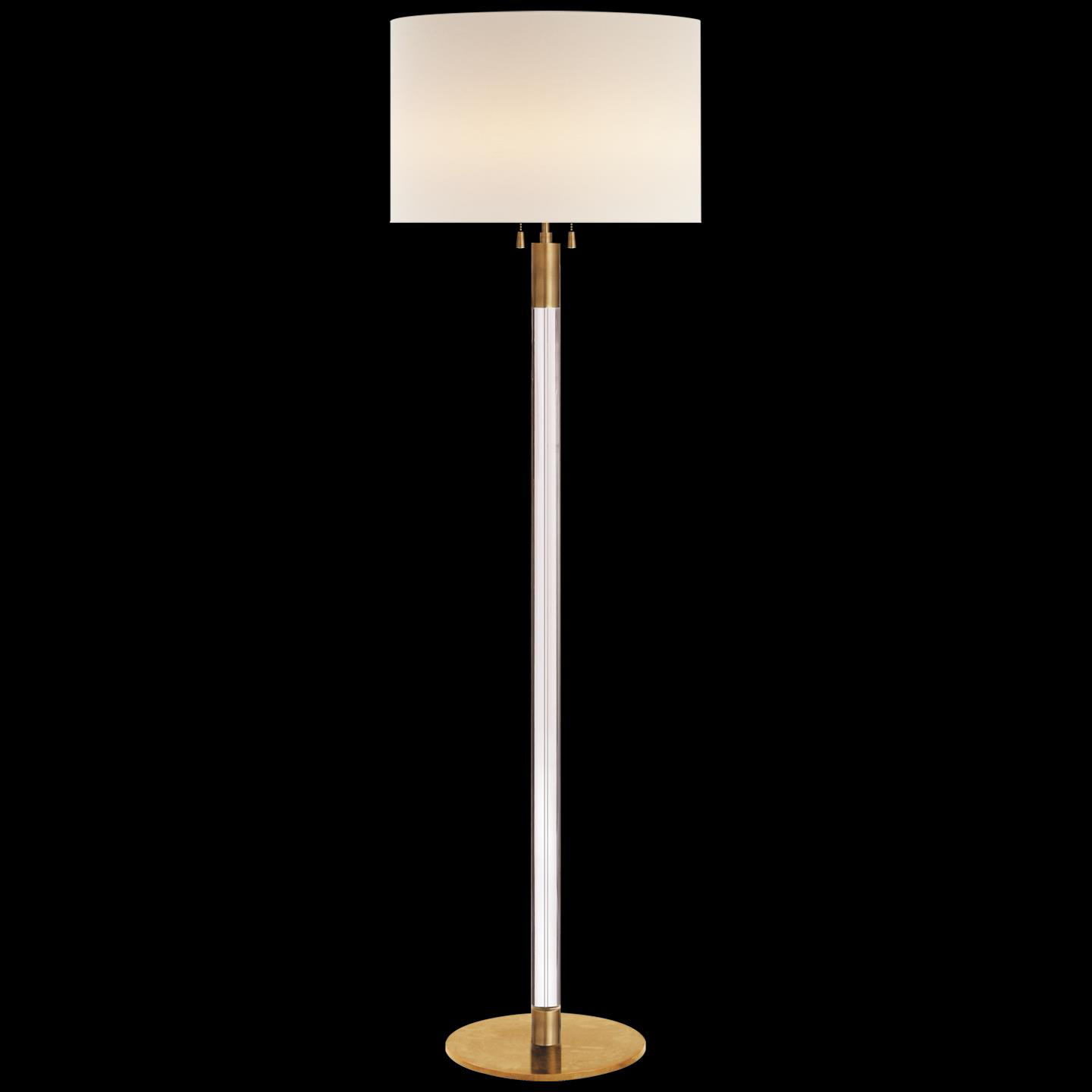 Shown in Hand-Rubbed Antique Brass With Crystal finish and Linen shade