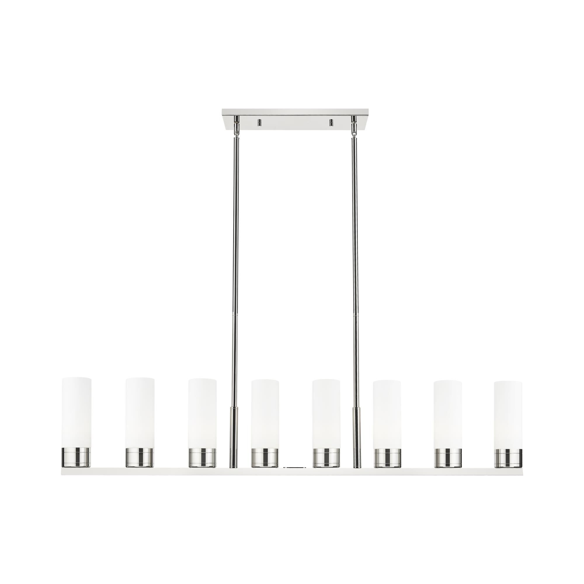 Shown in Polished Nickel finish and White glass