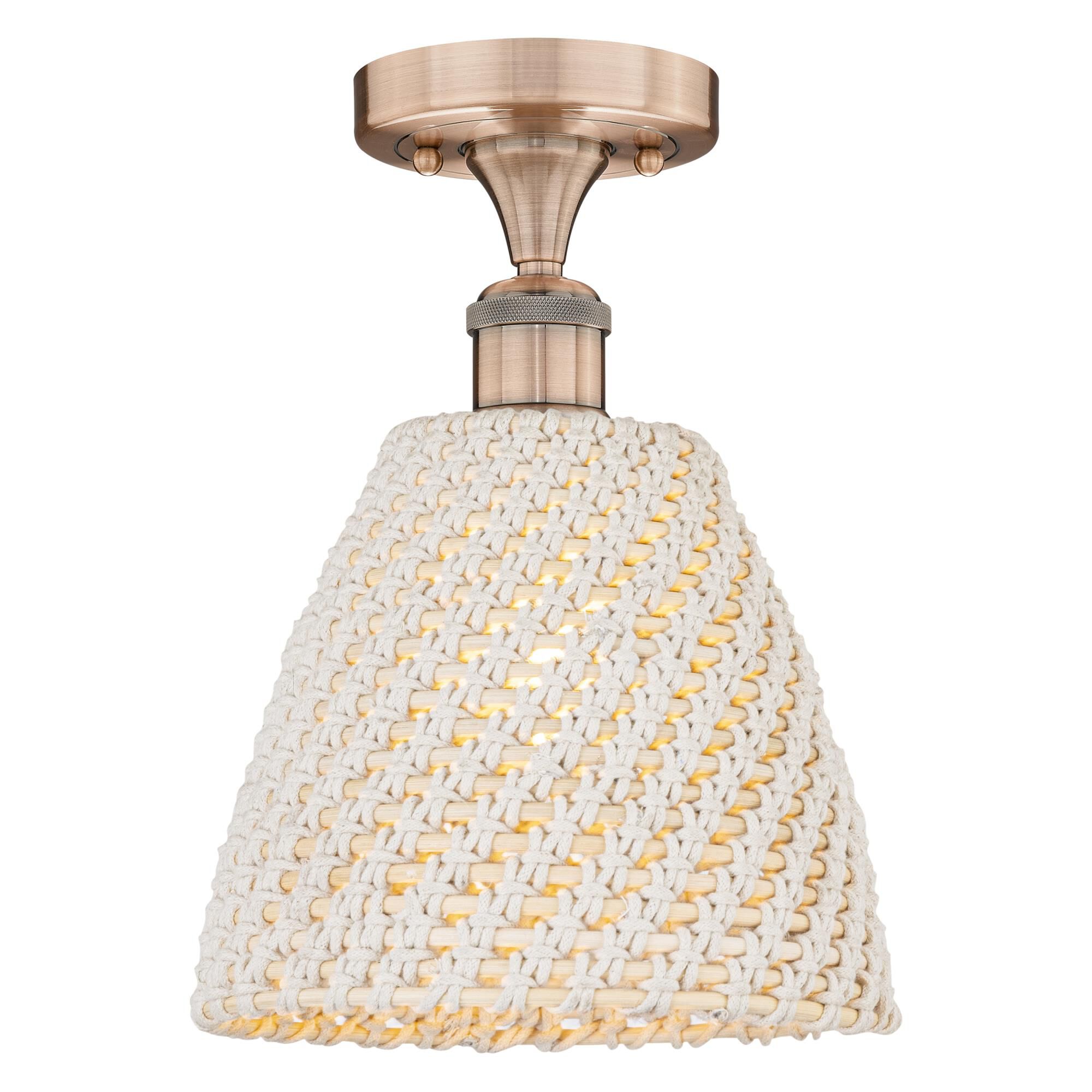 Shown in Antique Copper finish and Natural shade