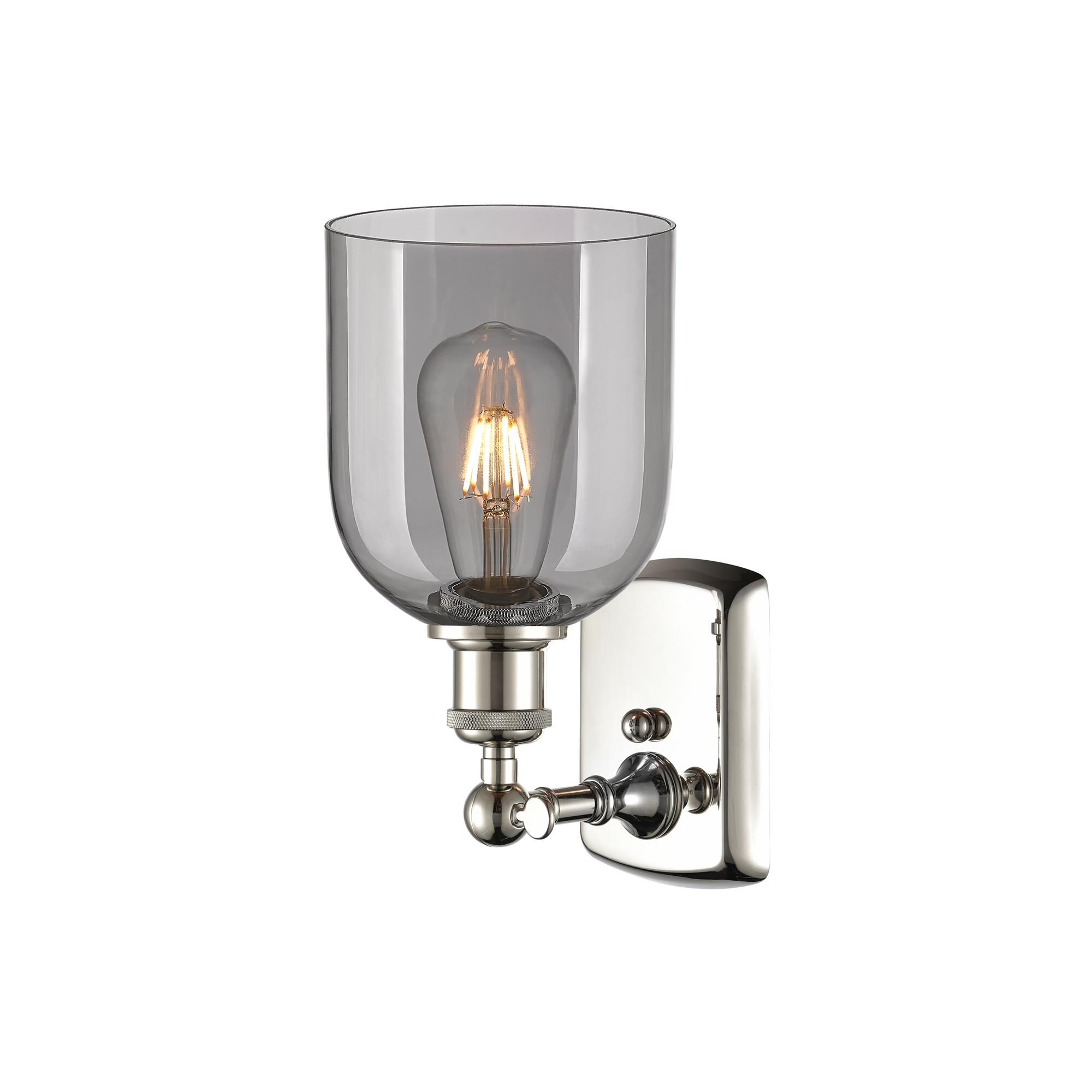 Shown in Polished Nickel finish and Light Smoke glass