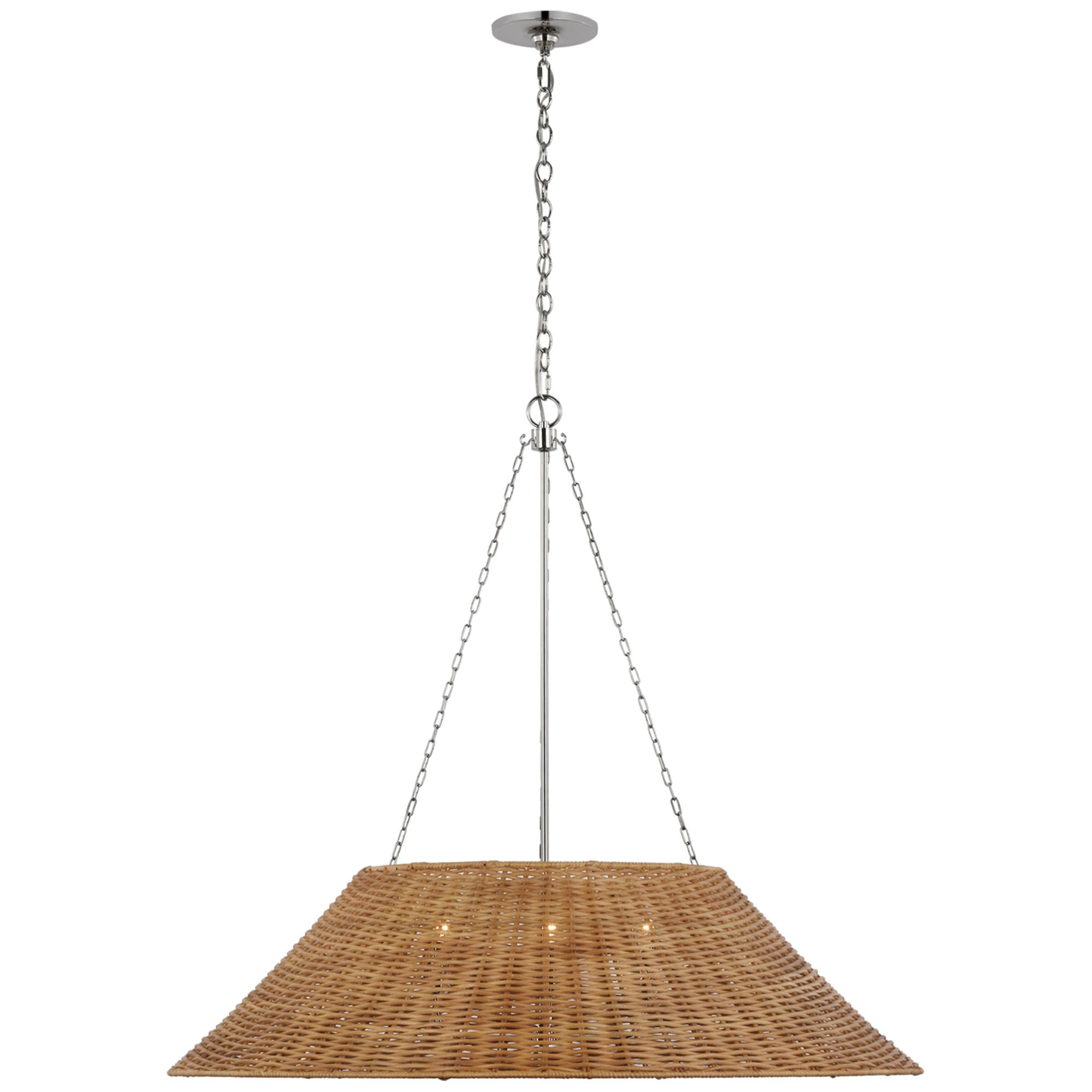 Shown in Polished Nickel finish and Natural Wicker shade