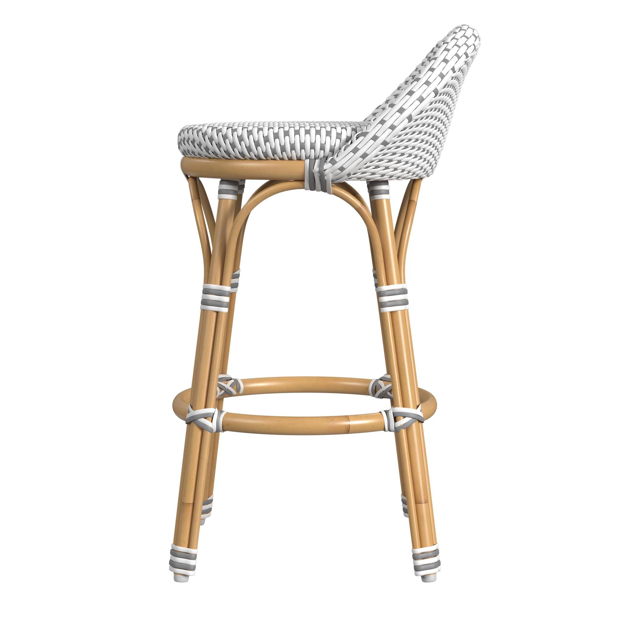 Shown in White, Gray Dot and Natural Rattan Frame finish