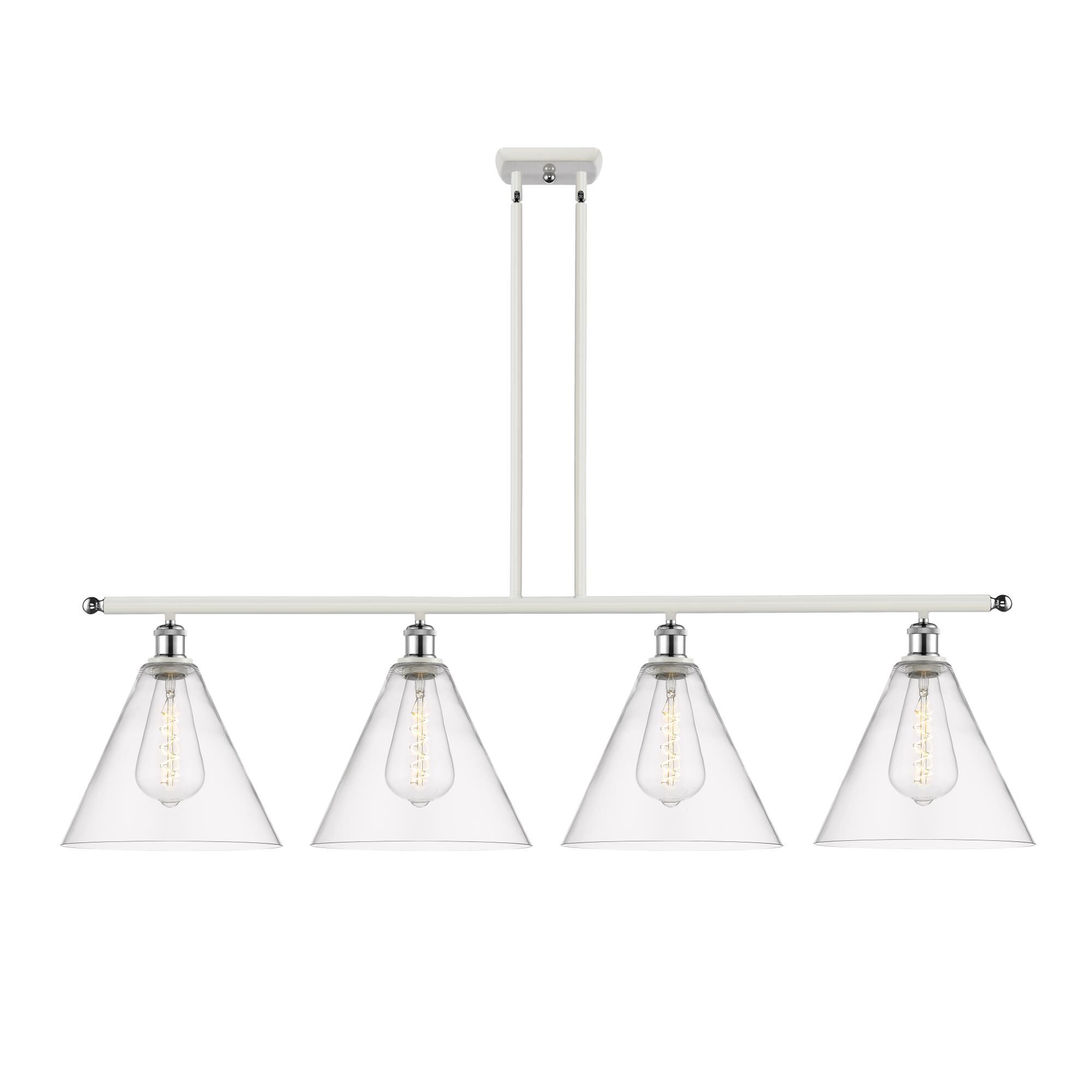 Shown in White And Polished Chrome finish and Cased Matte White Ballston Cone glass and No Shade shade