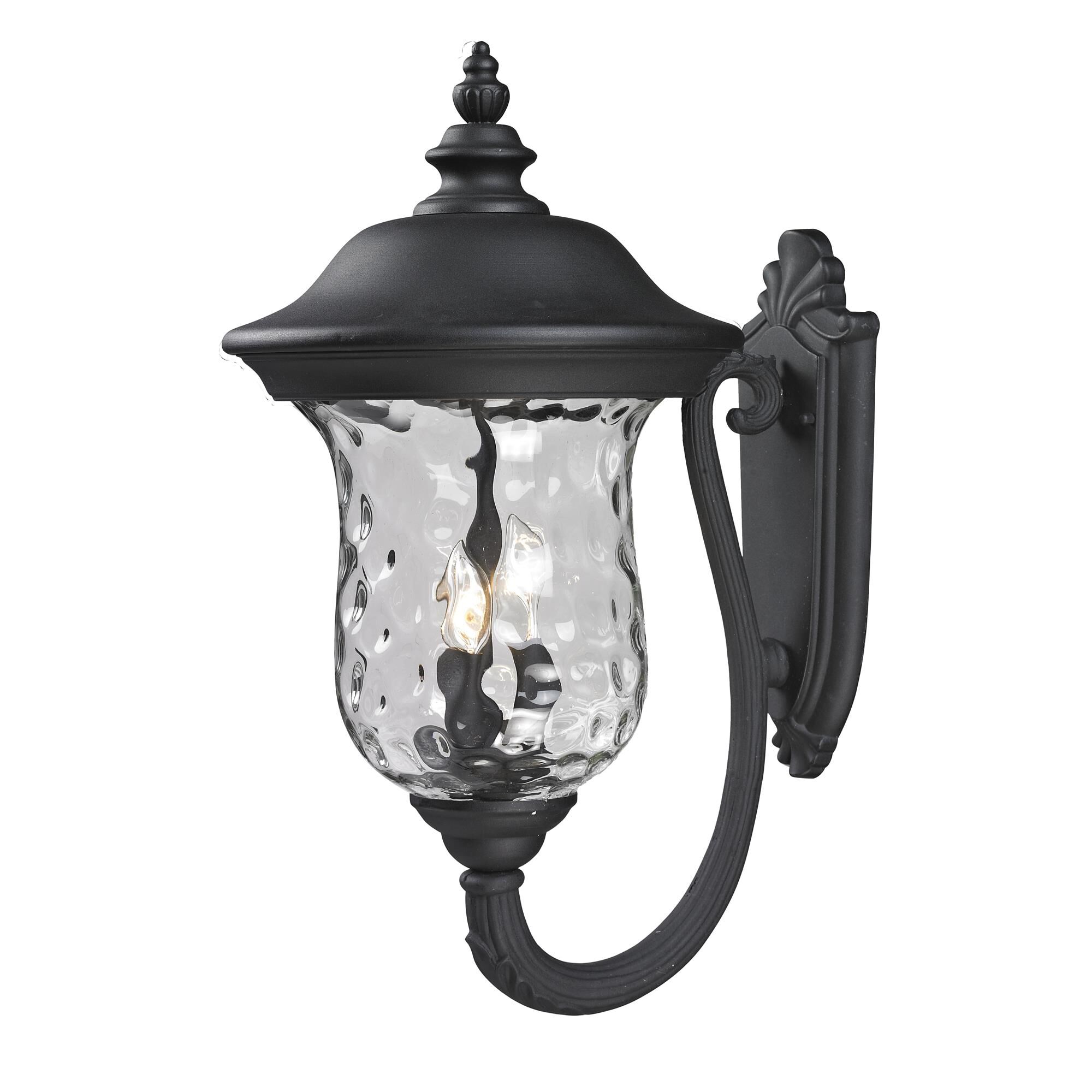 Shown in Black finish and Glass shade
