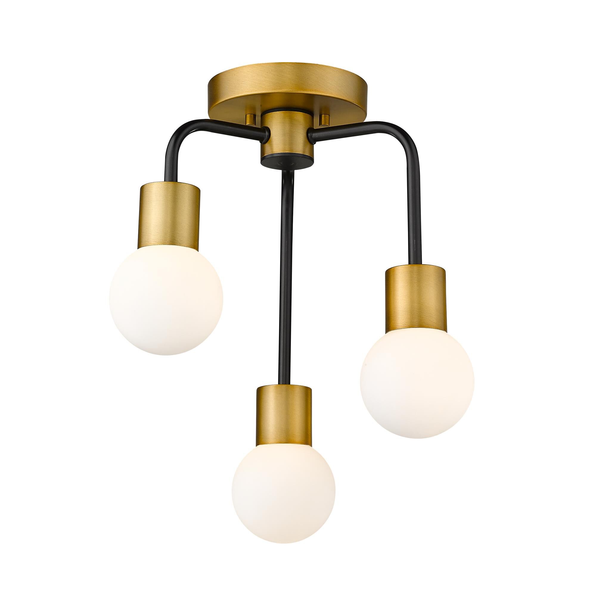 Shown in Matte Black + Foundry Brass finish and Glass shade