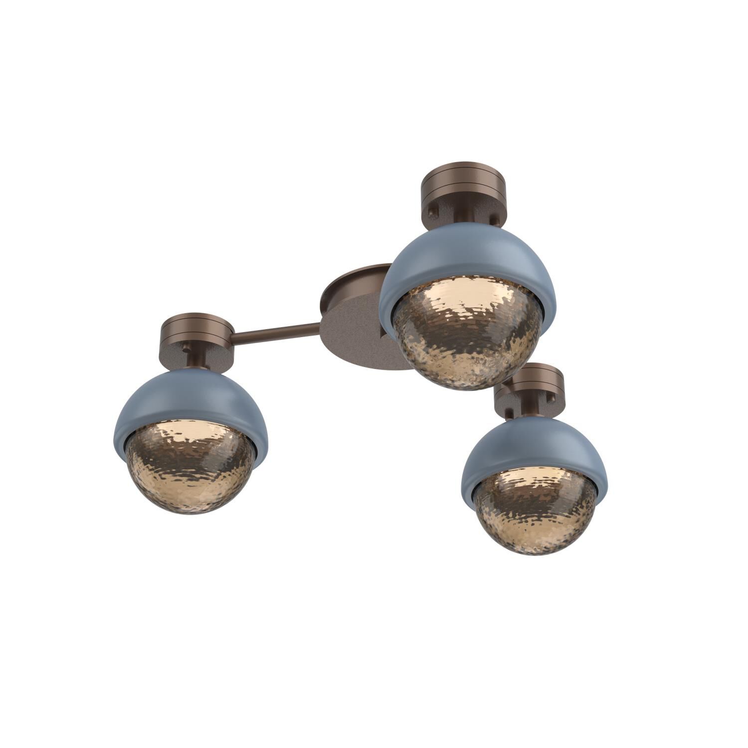 Shown in Burnished Bronze finish and Bronze glass and Poppy Blue accent