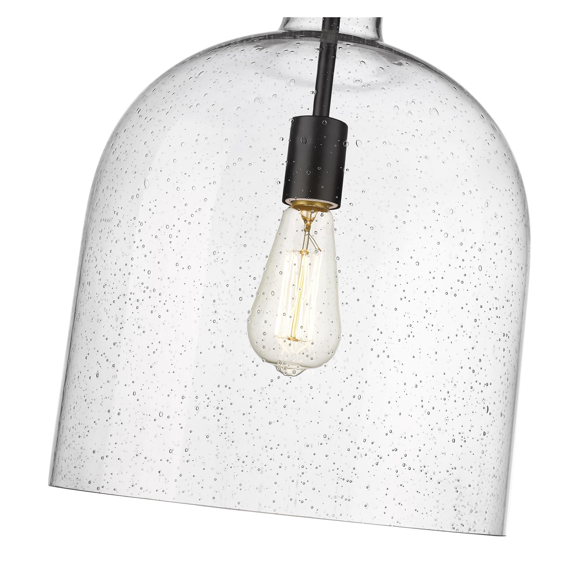 Shown in Matte Black finish and Clear Seedy glass and No Shade shade
