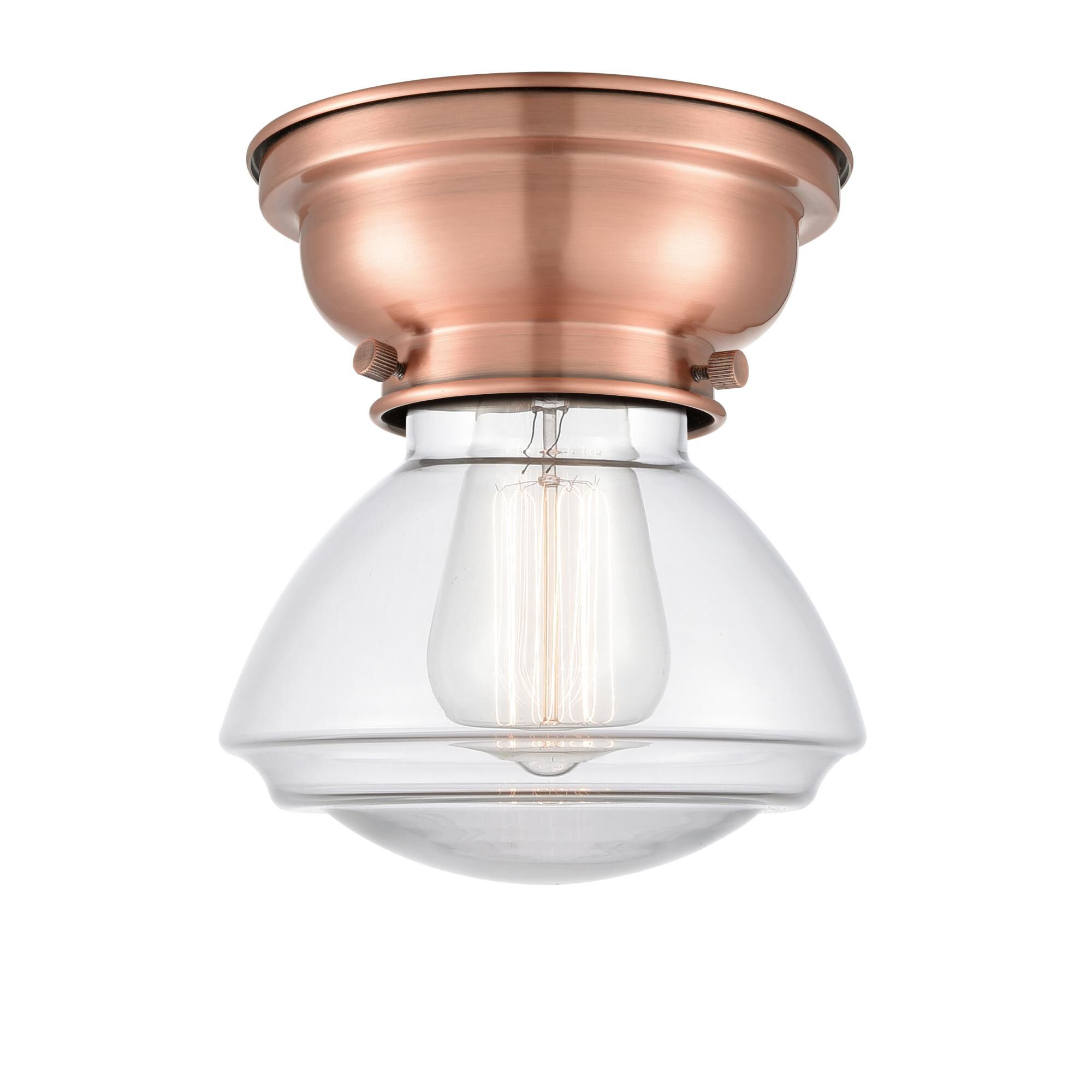Shown in Antique Copper finish and Clear glass