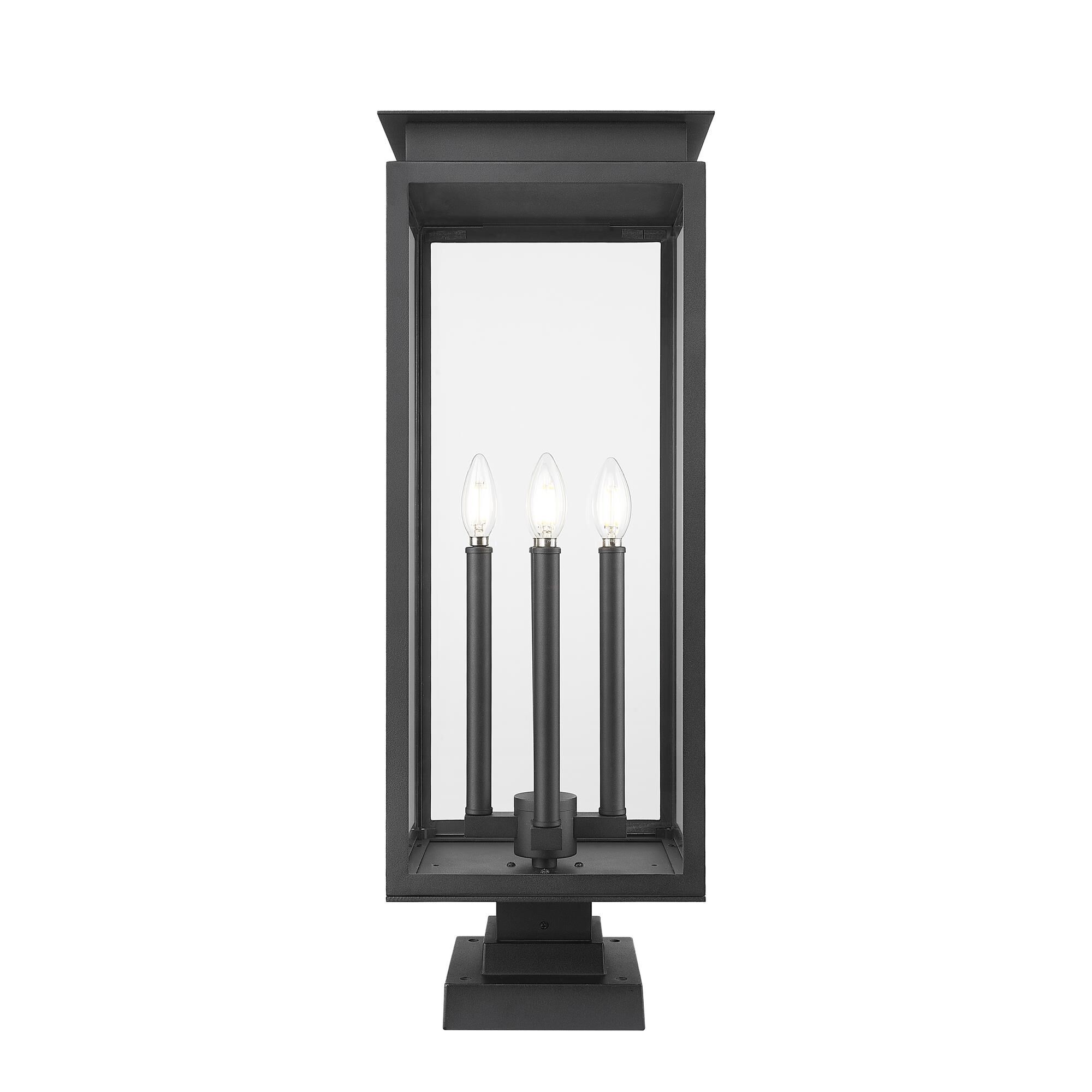Shown in Black finish and Clear glass and Clear shade