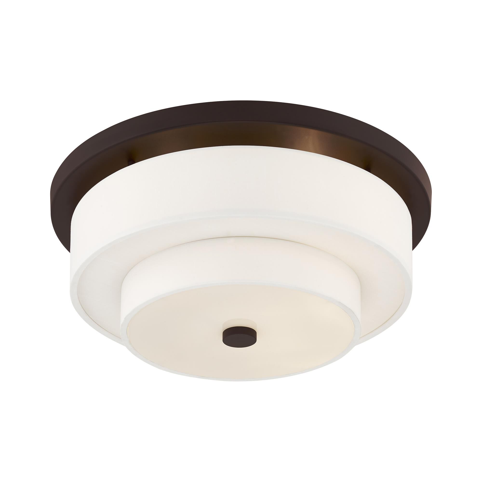 Shown in Bronze finish and Hand Crafted Off-White Fabric Hardback shade