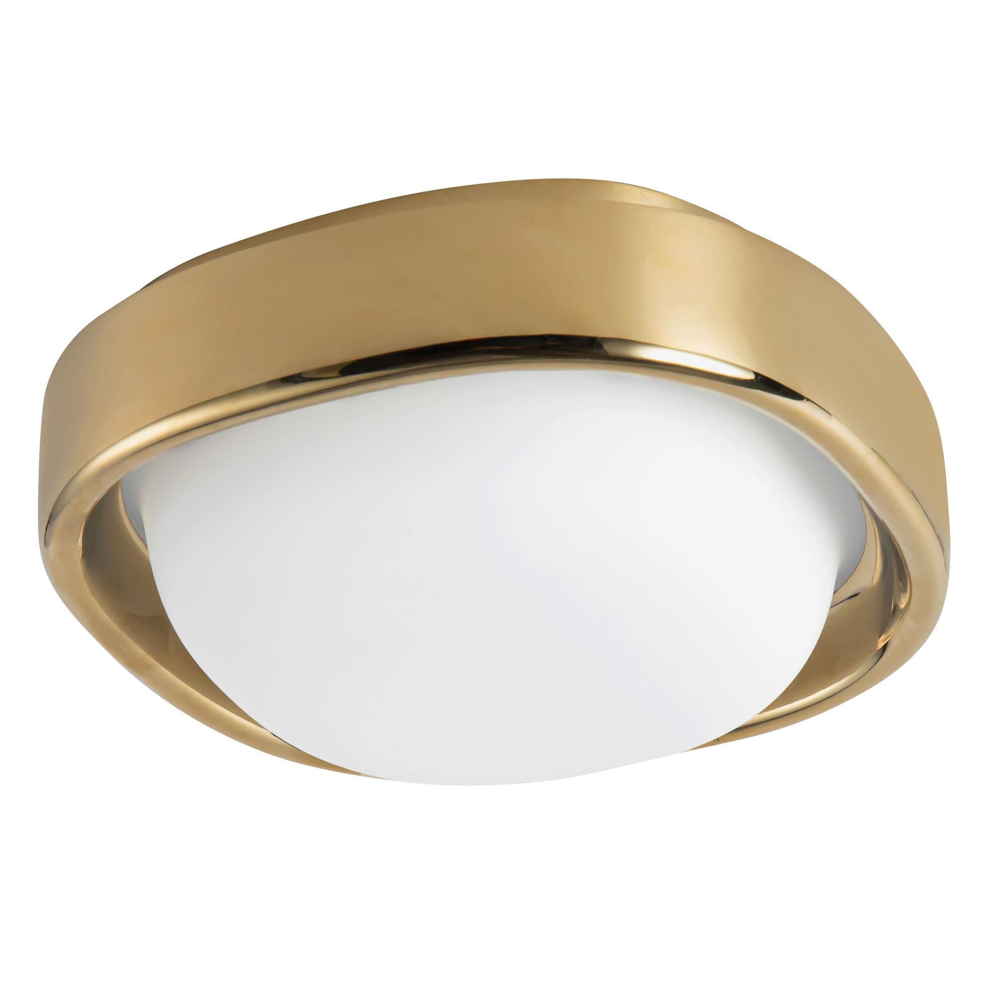 Shown in Metallic Brass finish and Matte Opal glass