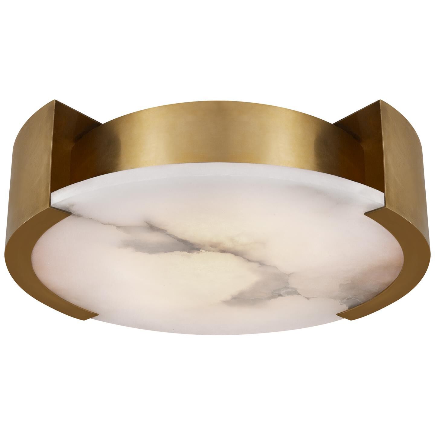 Shown in Antique-Burnished Brass finish and Alabaster glass