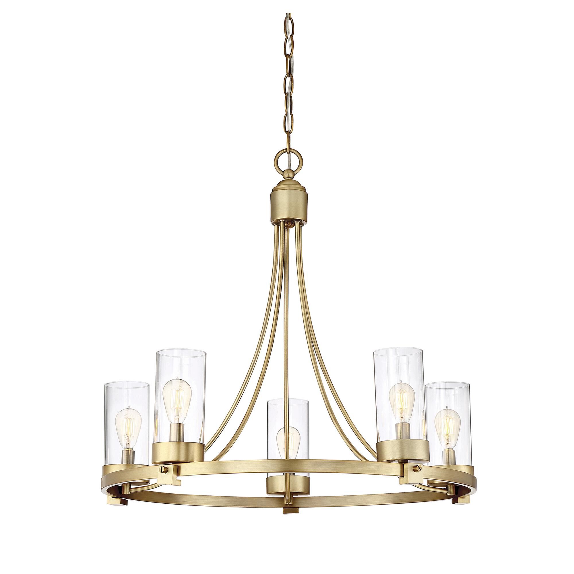Shown in Natural Brass finish and Clear glass