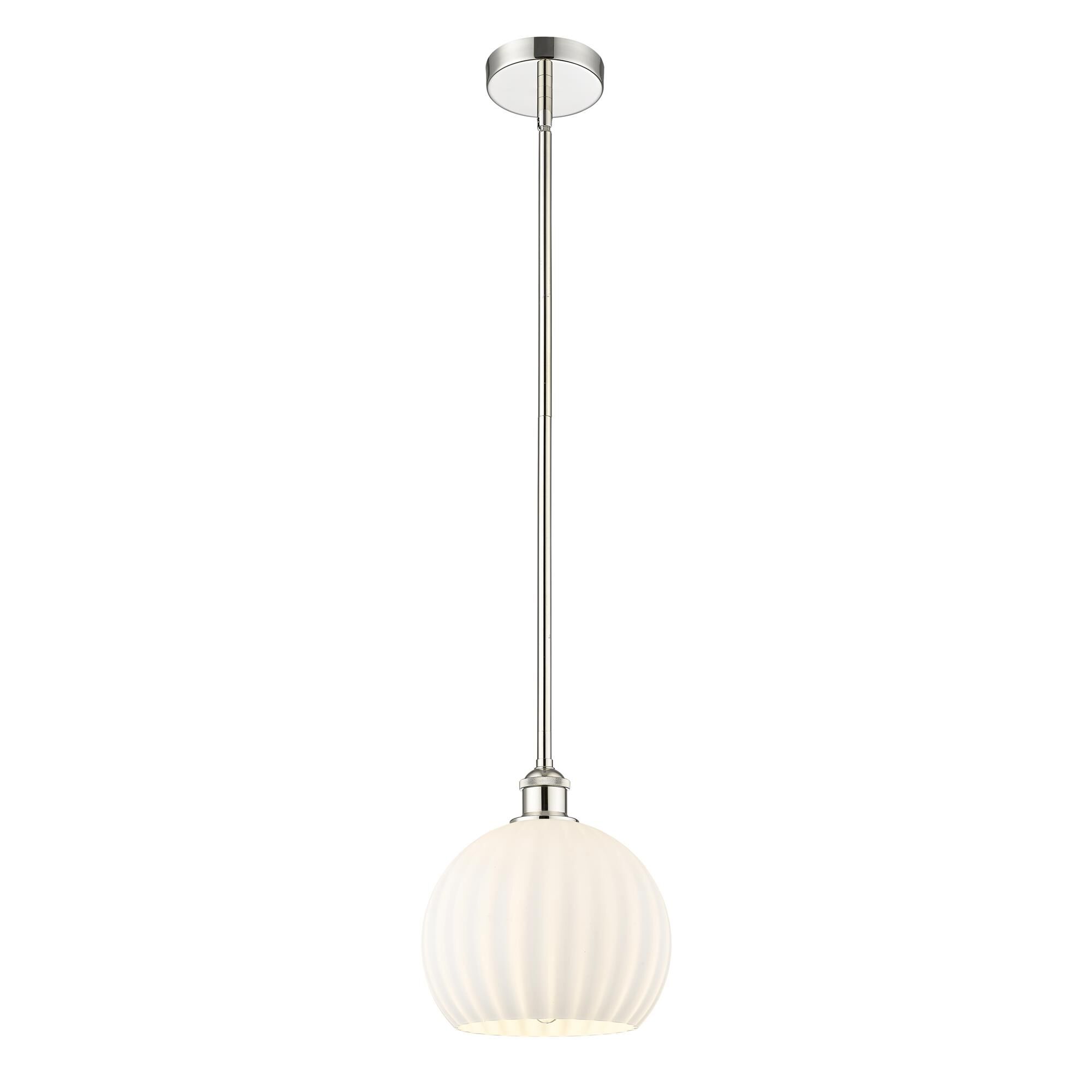 Shown in Polished Nickel finish and White Venetian glass
