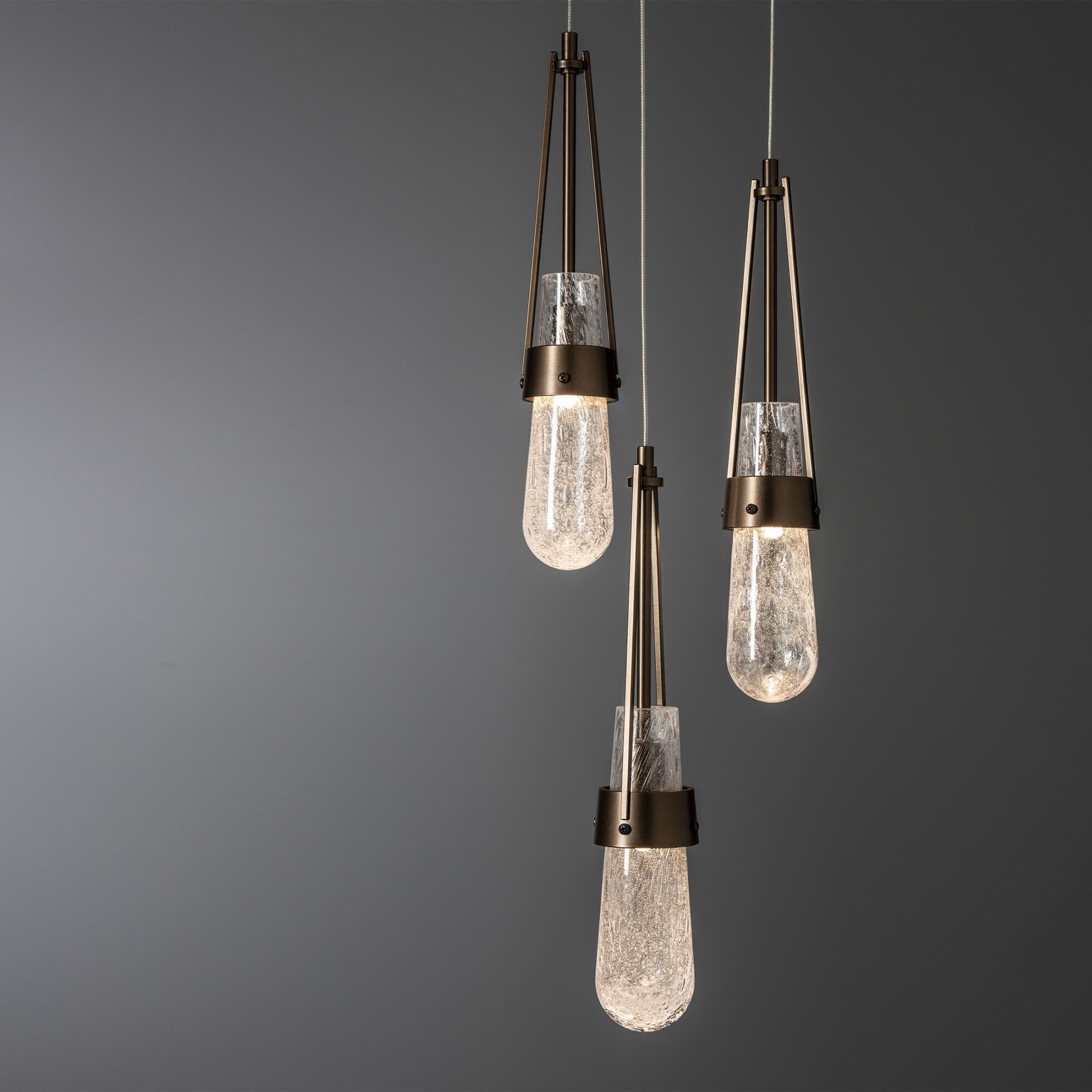Shown in Bronze finish and Clear Bubble glass and Clear Bubble Glass shade