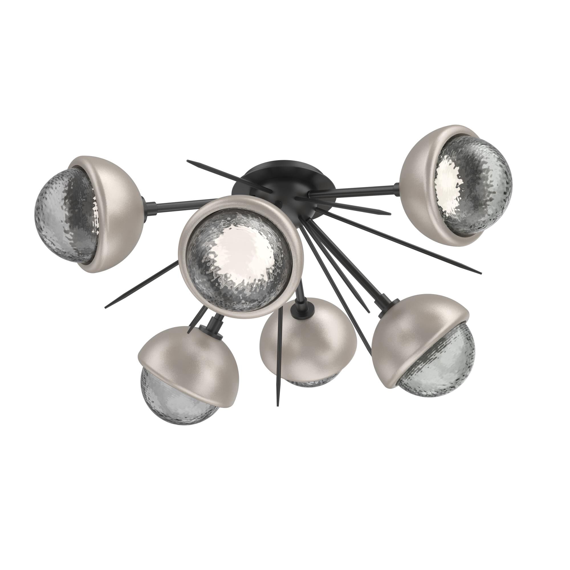 Shown in Matte Black finish and Smoke glass and Beige Silver accent