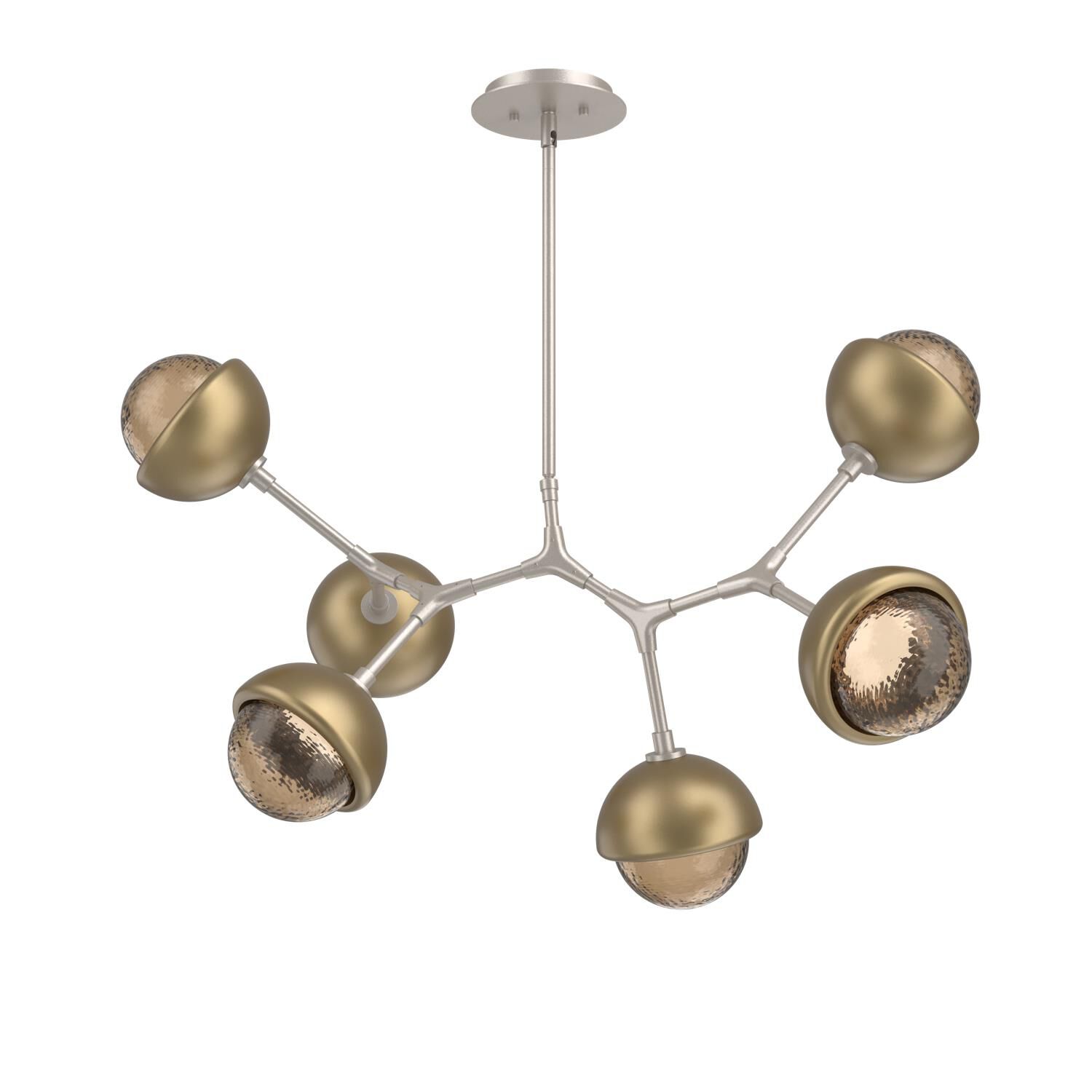 Shown in Beige Silver finish and Bronze glass and Gilded Brass accent