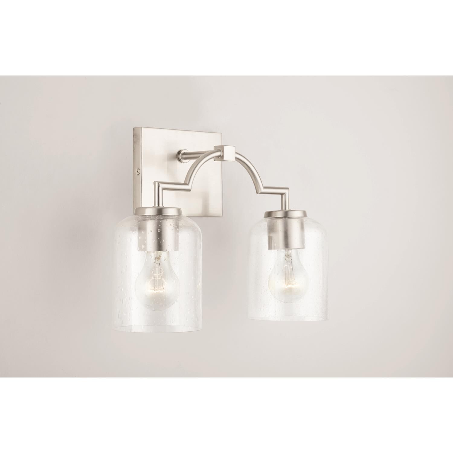 Shown in Nickel finish and Clear Seeded glass