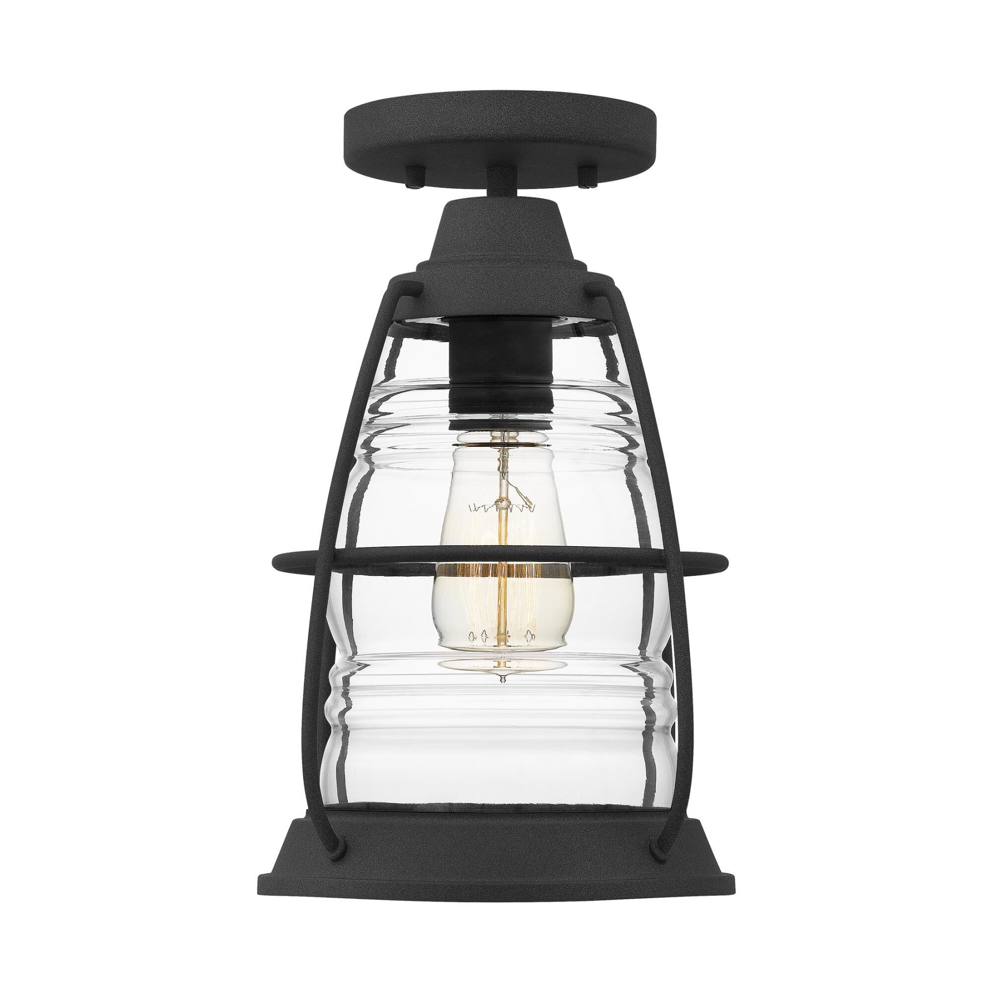 Shown in Mottled Black finish and Clear glass