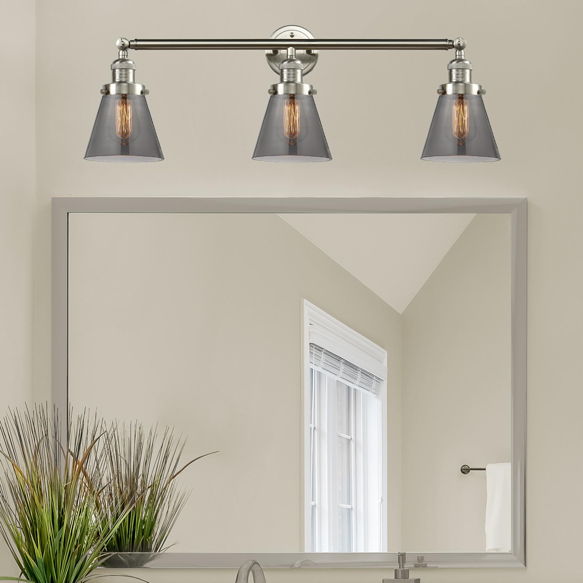 Shown in Brushed Satin Nickel finish and Smoked glass