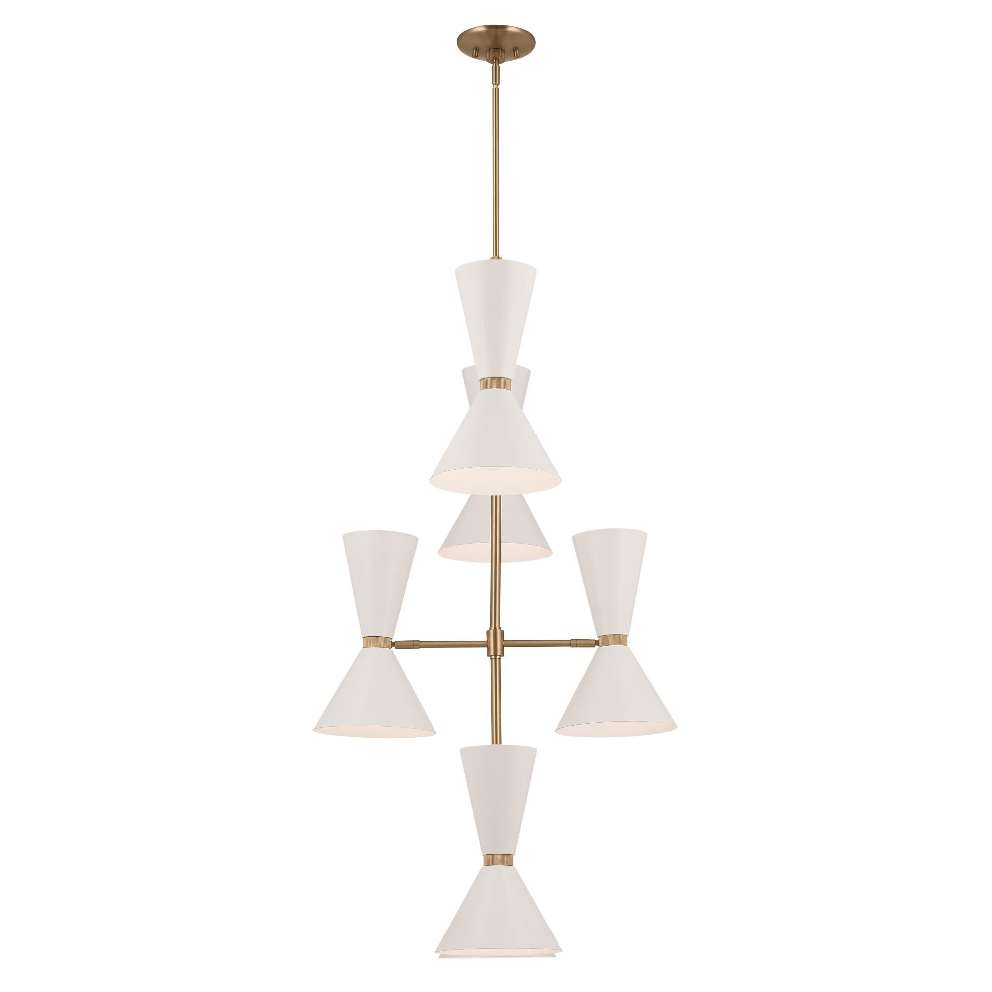Shown in Champagne Bronze with White finish and Metal and Cone shade