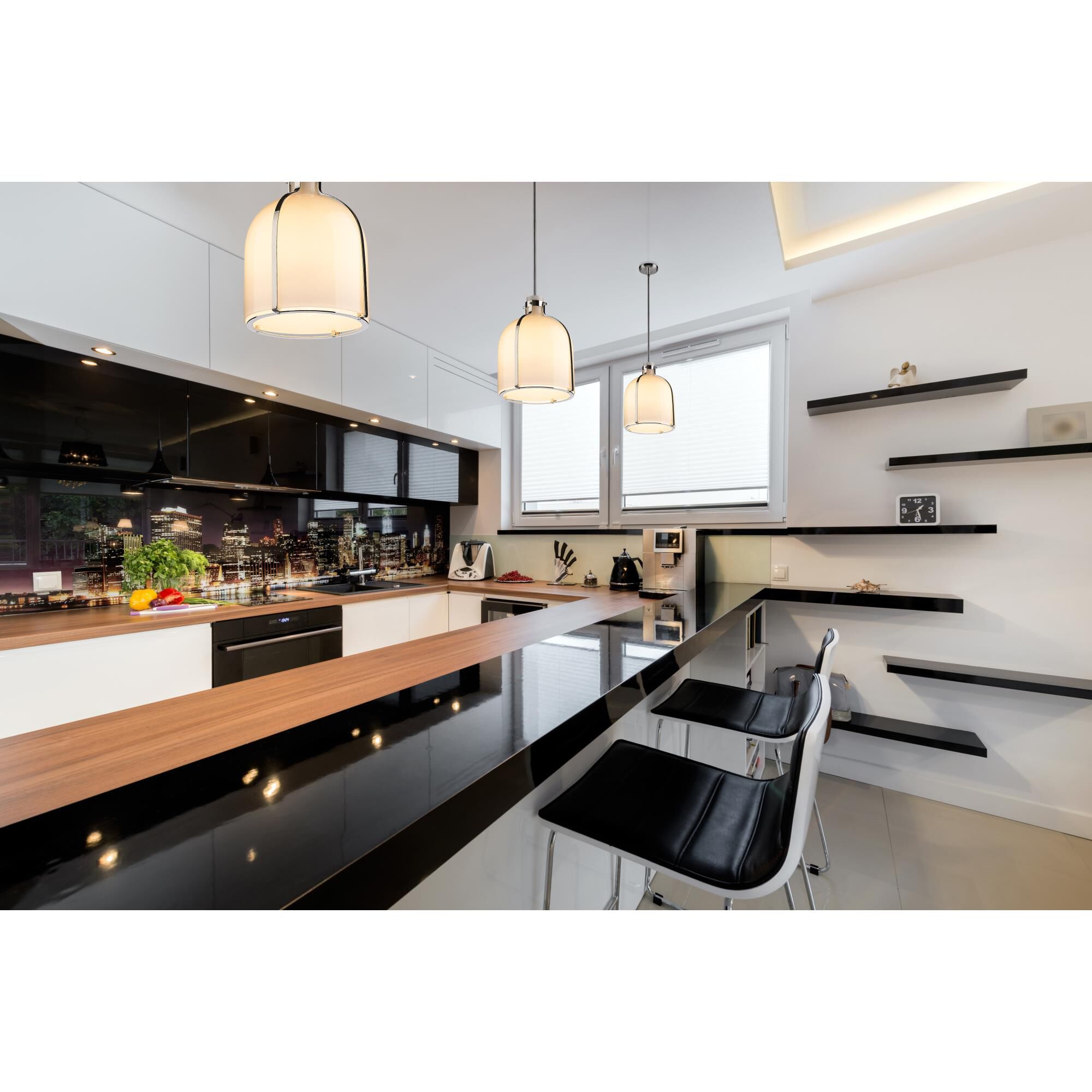 Shown in Polished Nickel finish and White Opal glass and No Shade shade