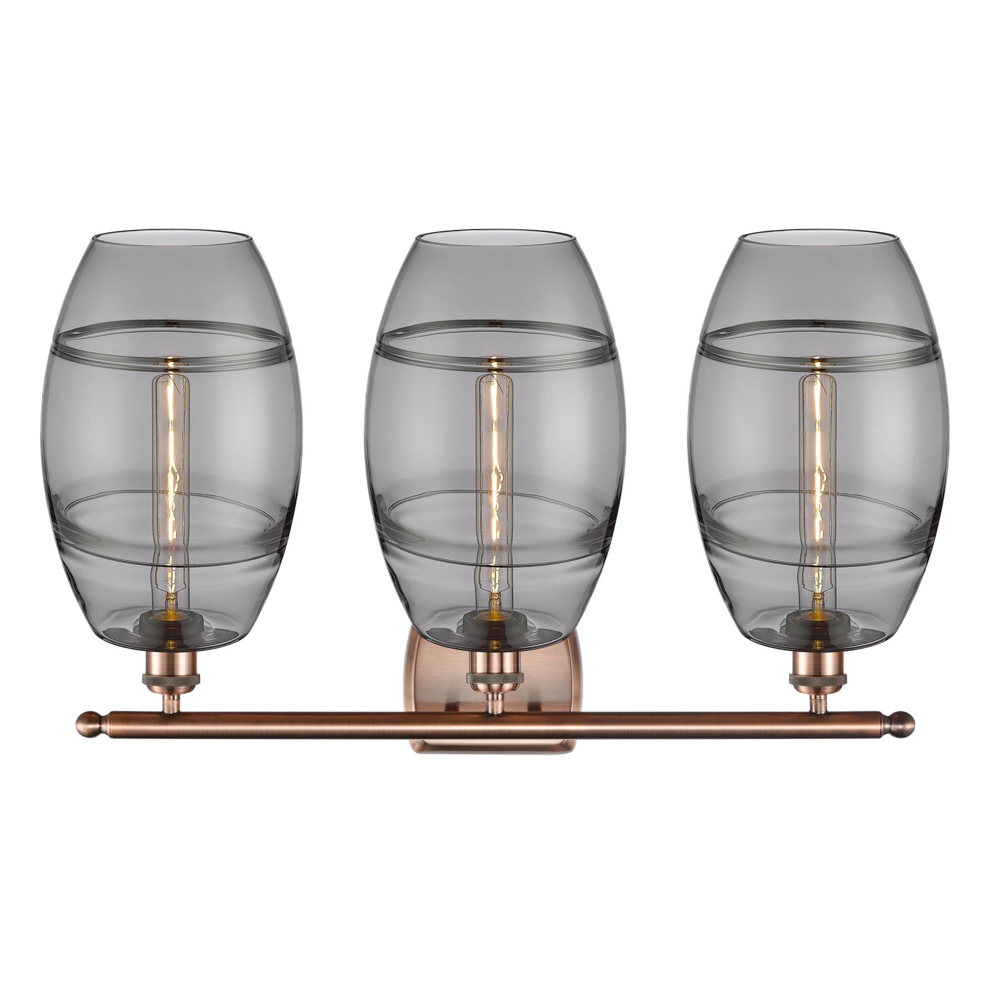 Shown in Antique Copper finish and Light Smoke glass