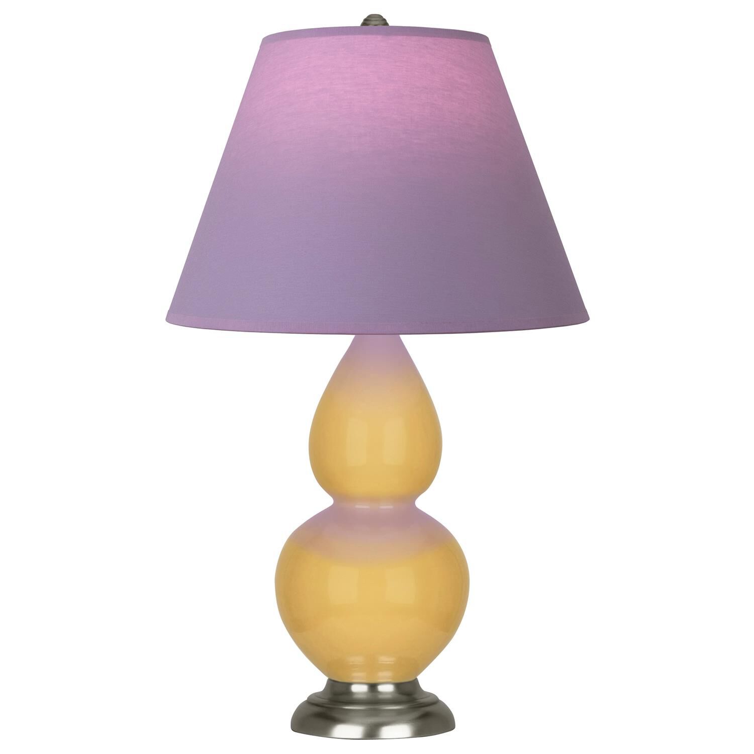 Shown in Sunset finish and Lavender and Plum shade and Antique Silver accent