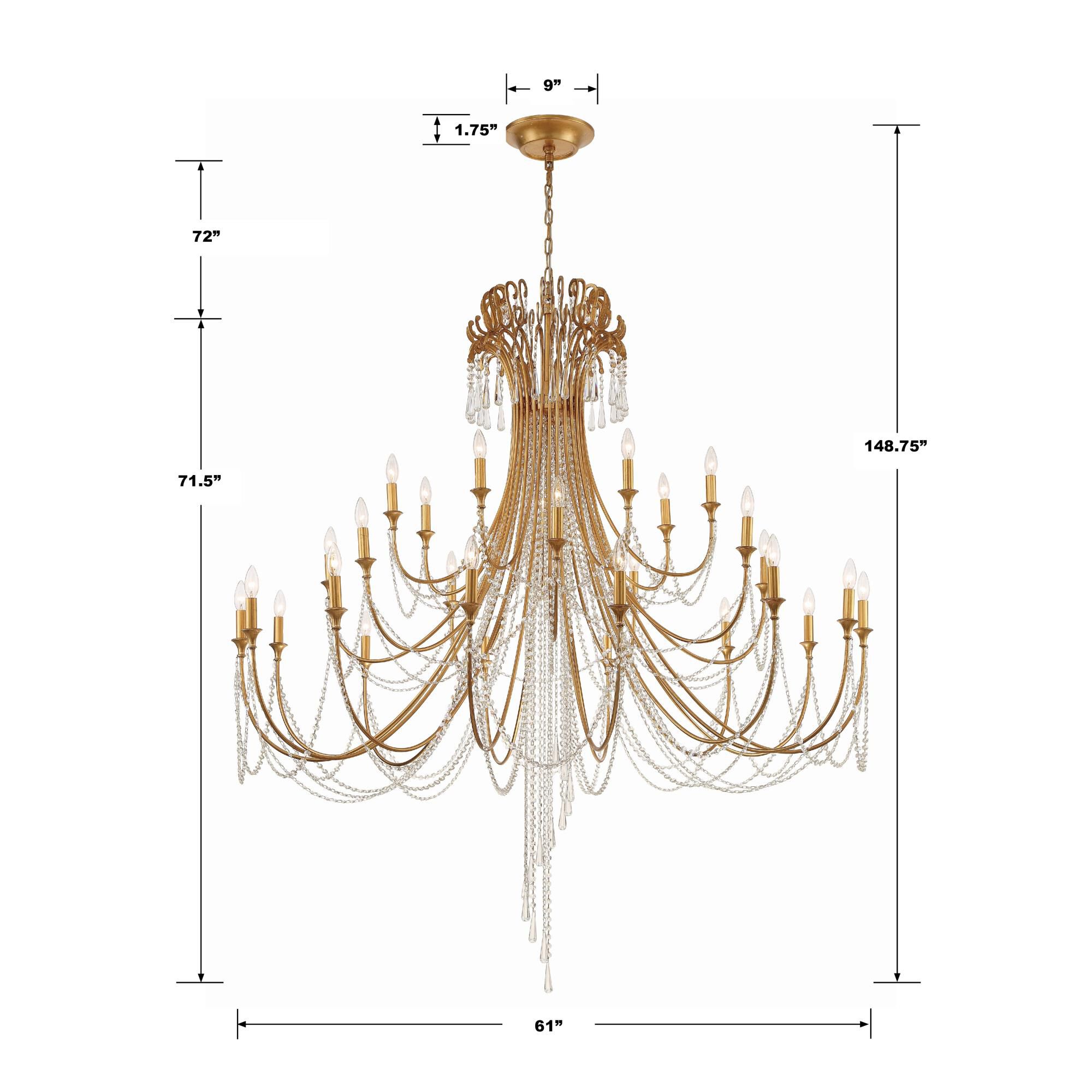 Arcadia 61 Inch 28 Light Chandelier by Crystorama