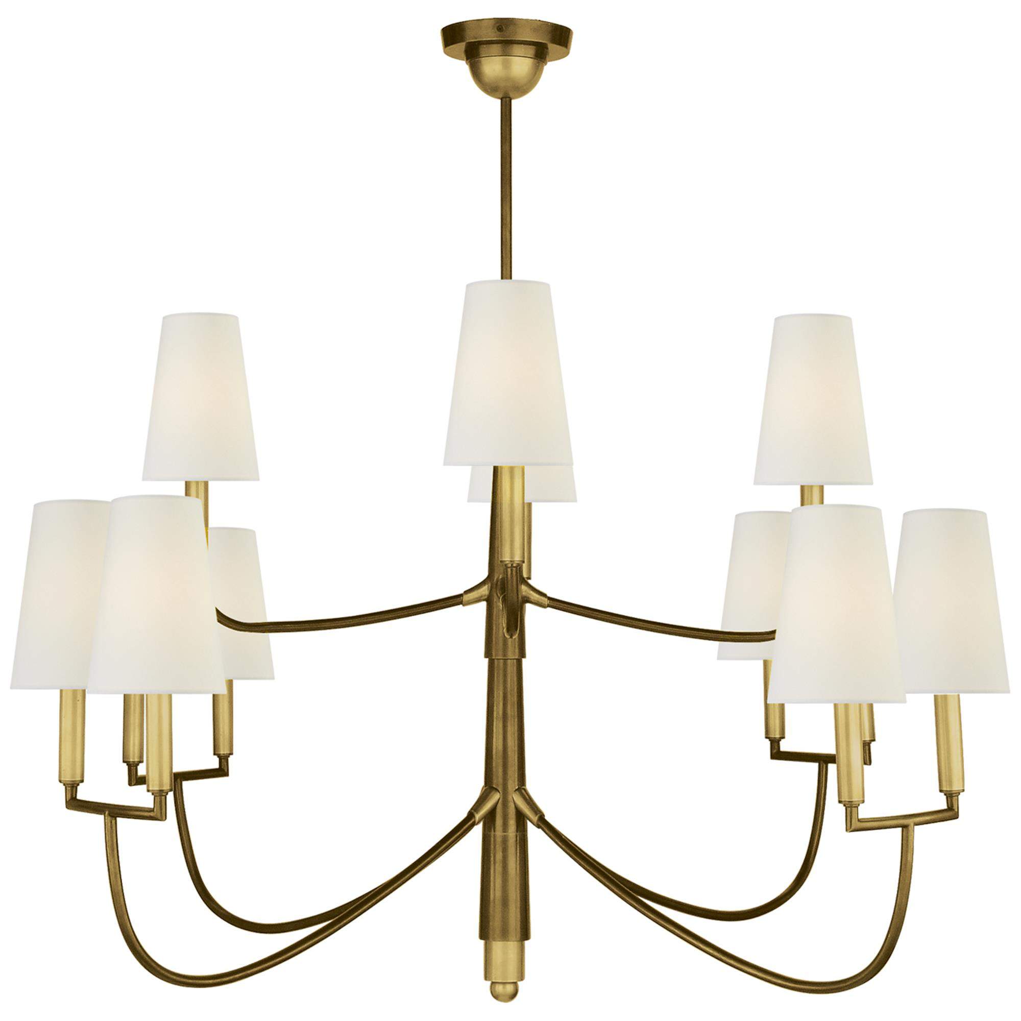 Shown in Hand-Rubbed Antique Brass finish and Linen shade