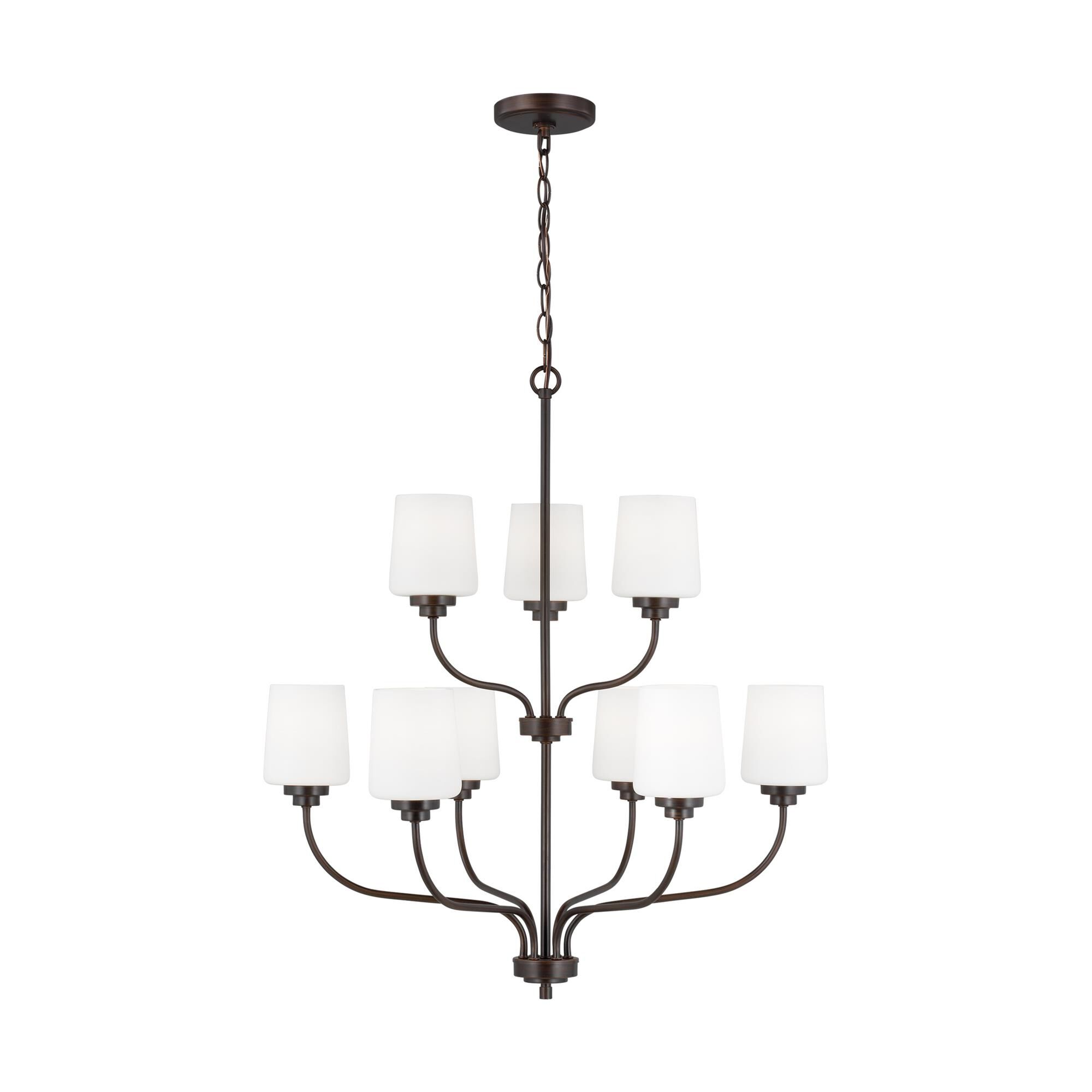 Shown in Bronze finish and Etched / White Inside glass and Etched / White Inside Glass s shade