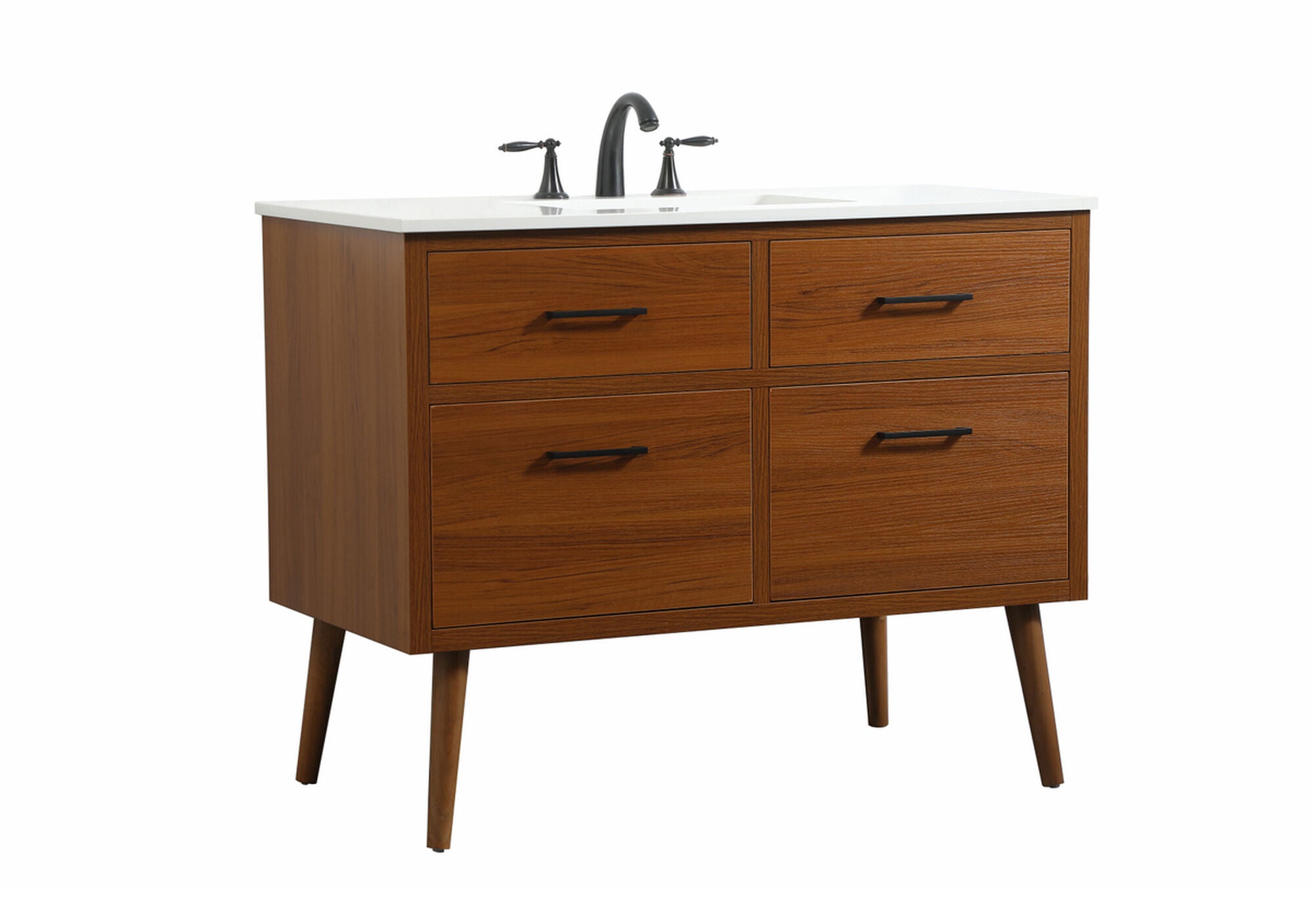 Shown in Teak finish and Without Backsplash accent