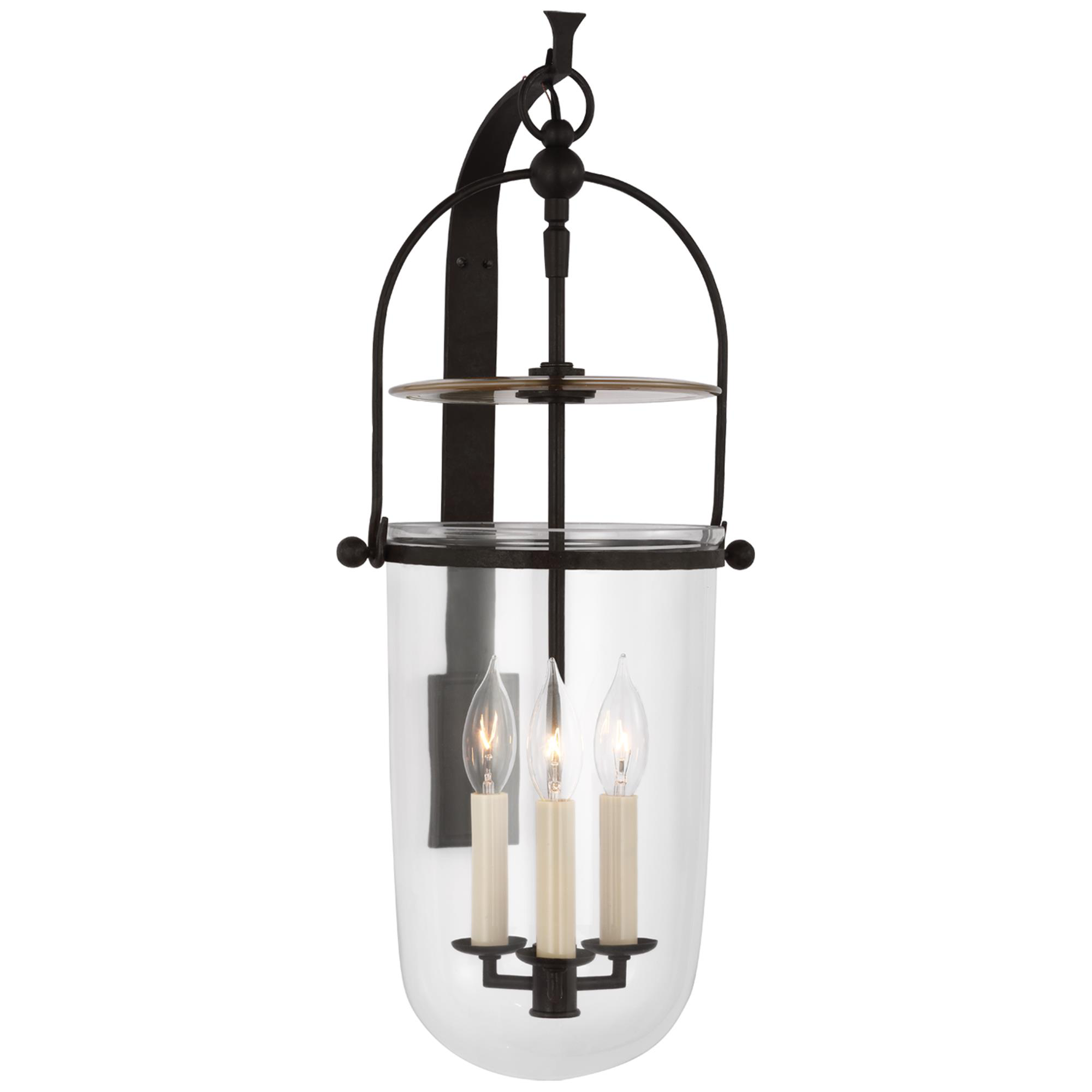 Shown in Aged Iron finish and Clear glass