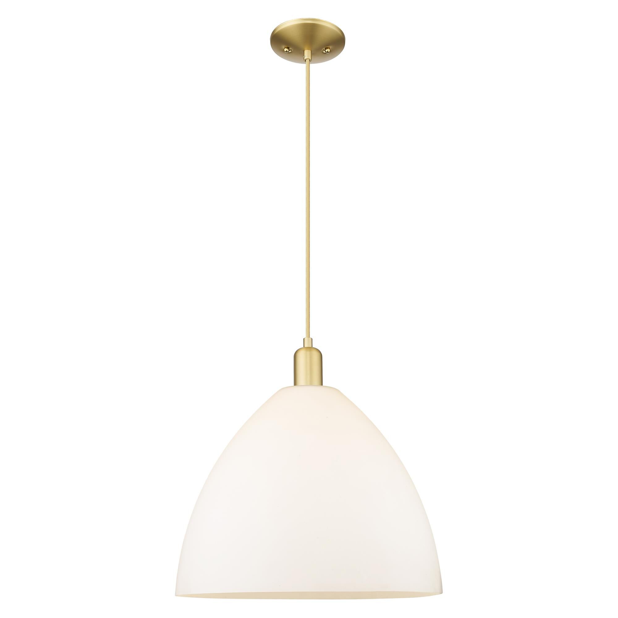 Shown in Satin Gold finish and Matte White glass