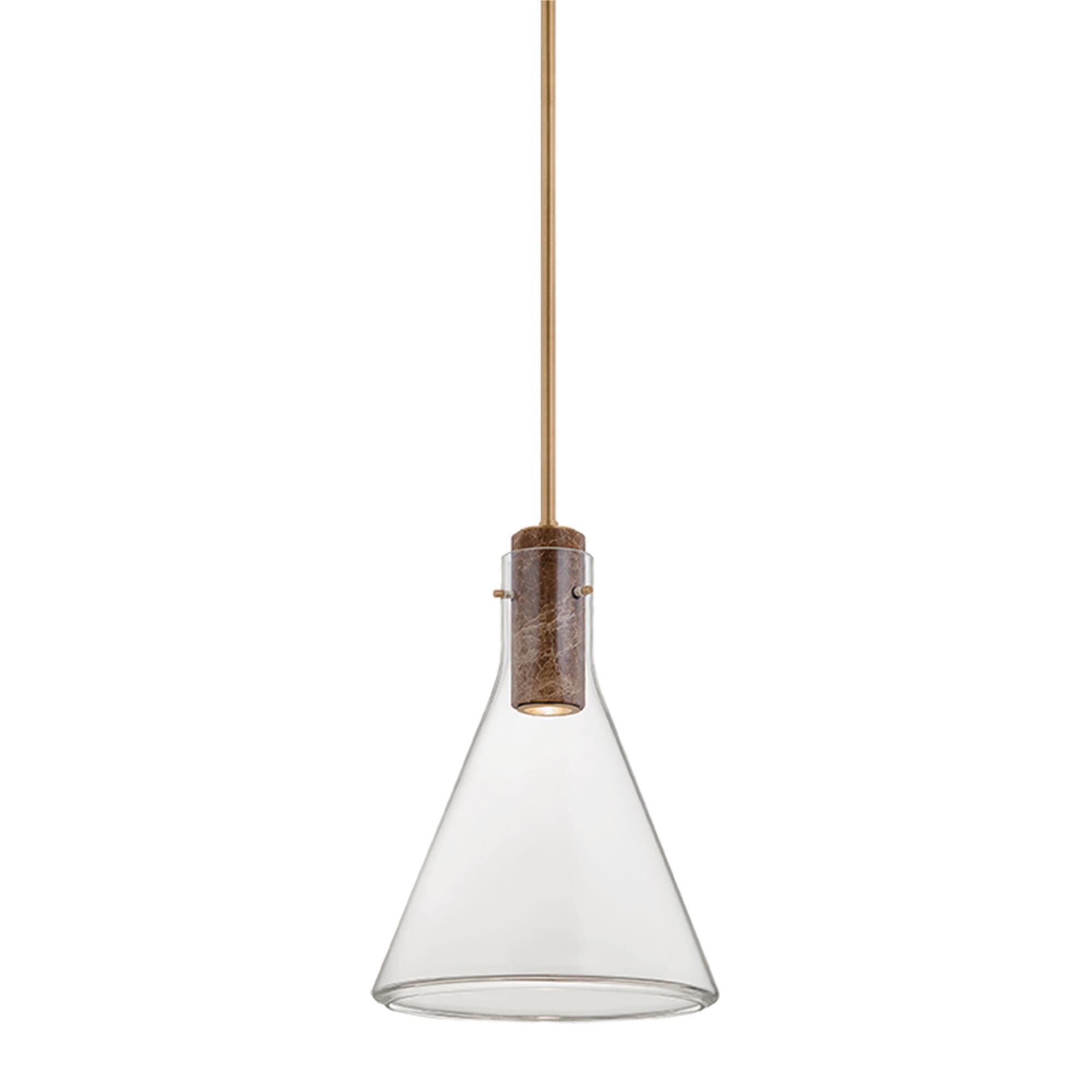 Shown in Patina Brass finish and Clear glass