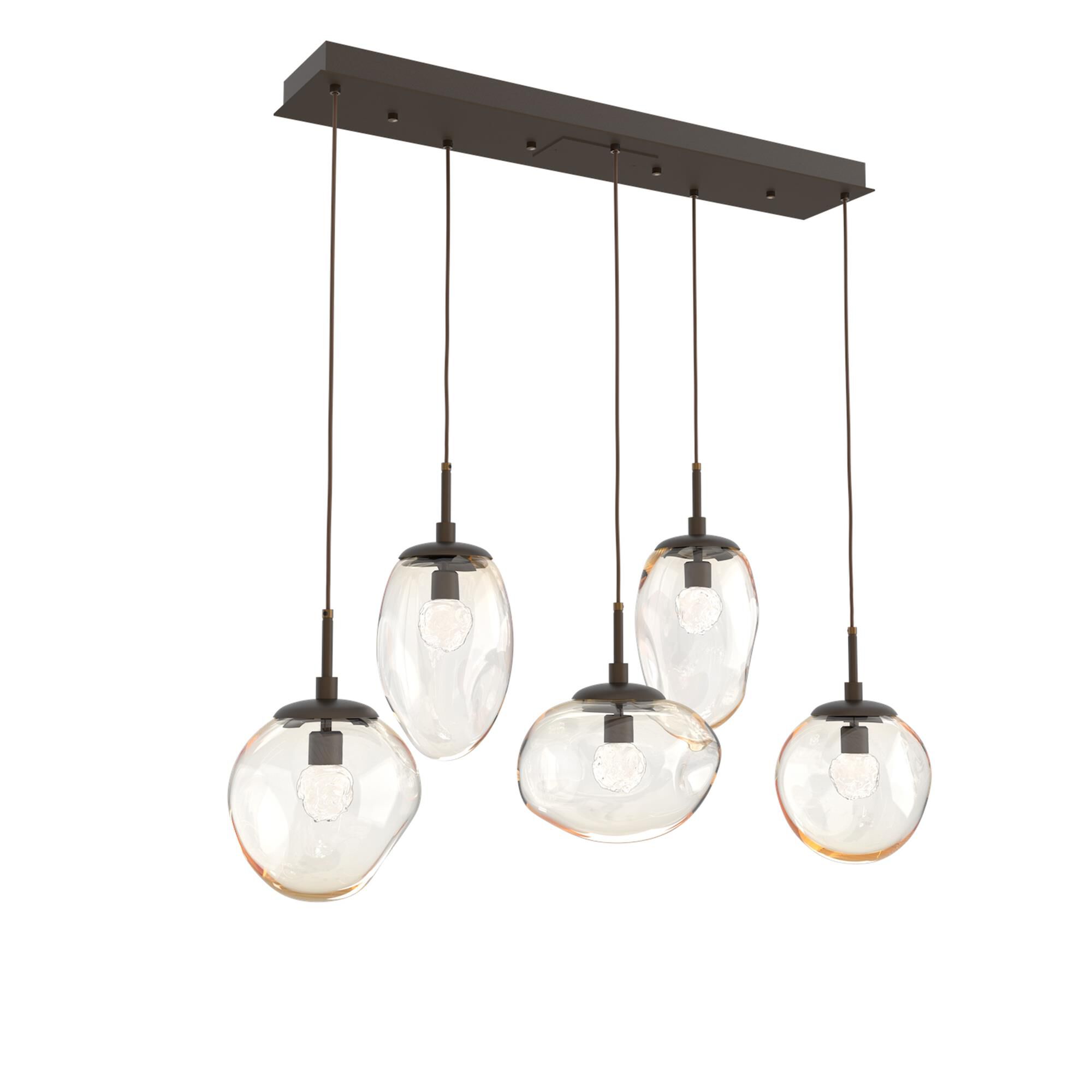 Shown in Flat Bronze finish and Floret Inner Amber Outer glass