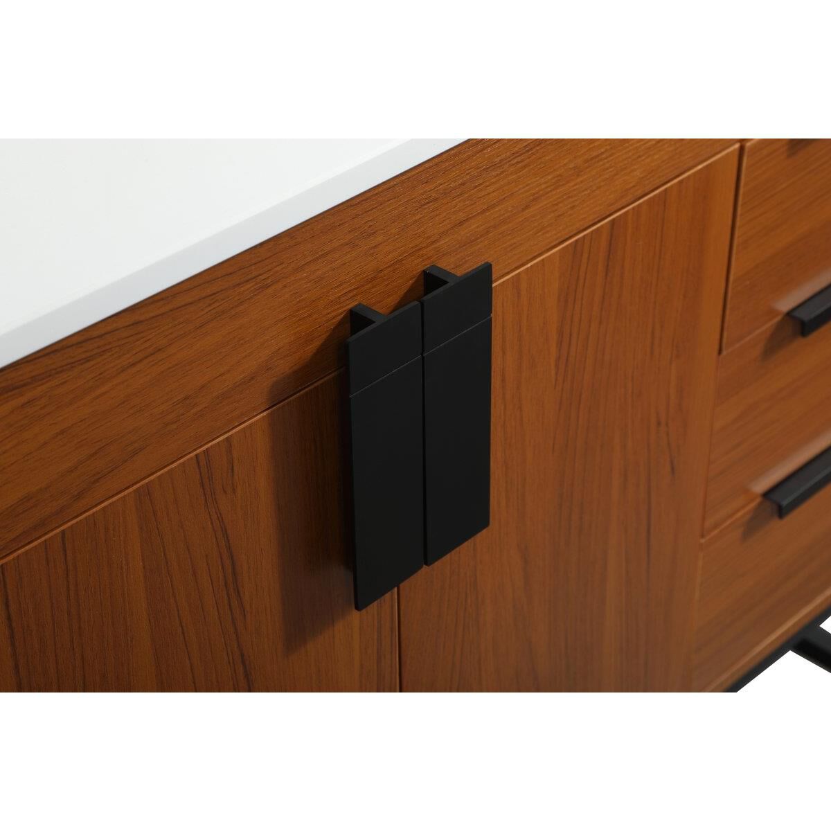 Shown in Teak finish and Without Backsplash accent