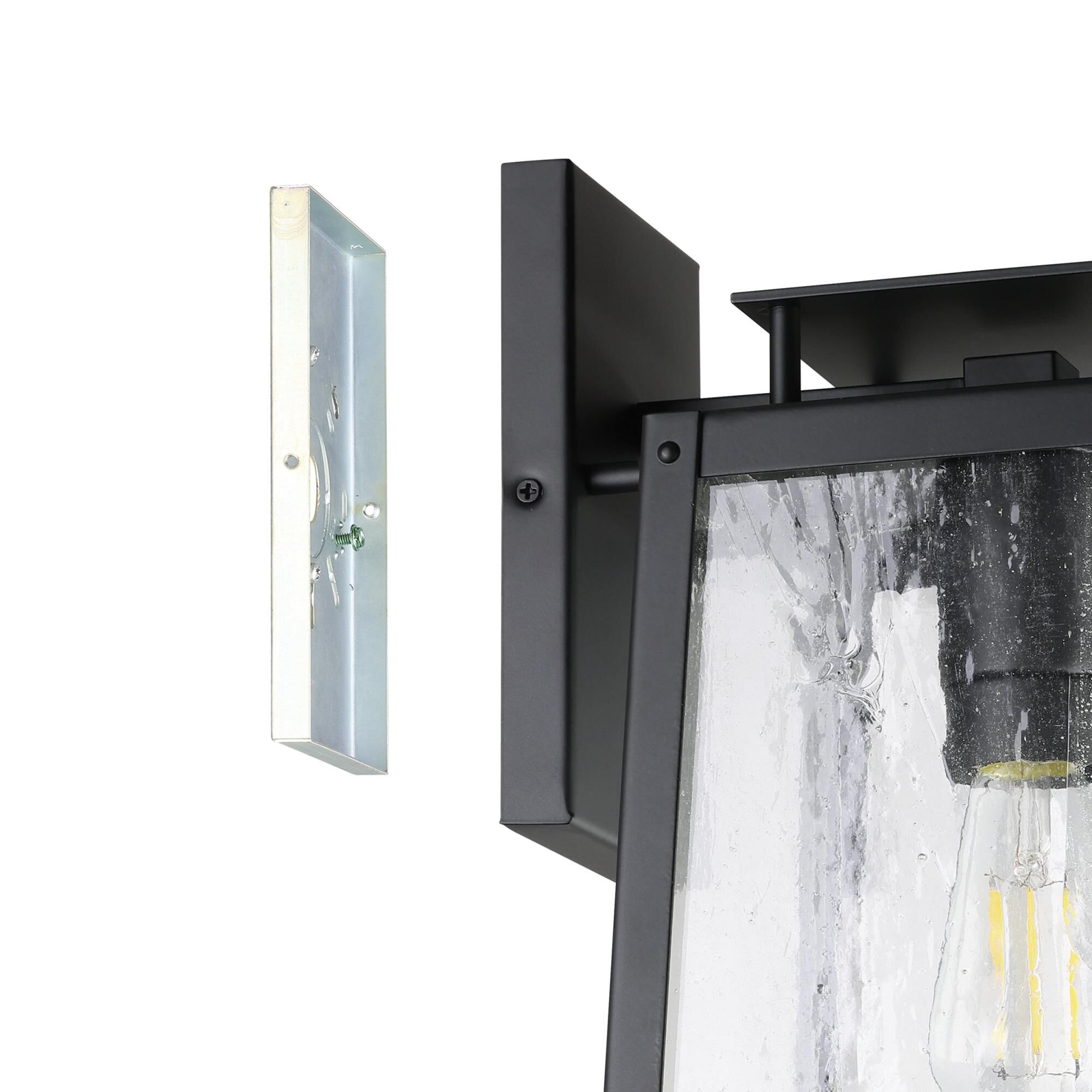 Shown in Matte Black finish and Clear Antique glass