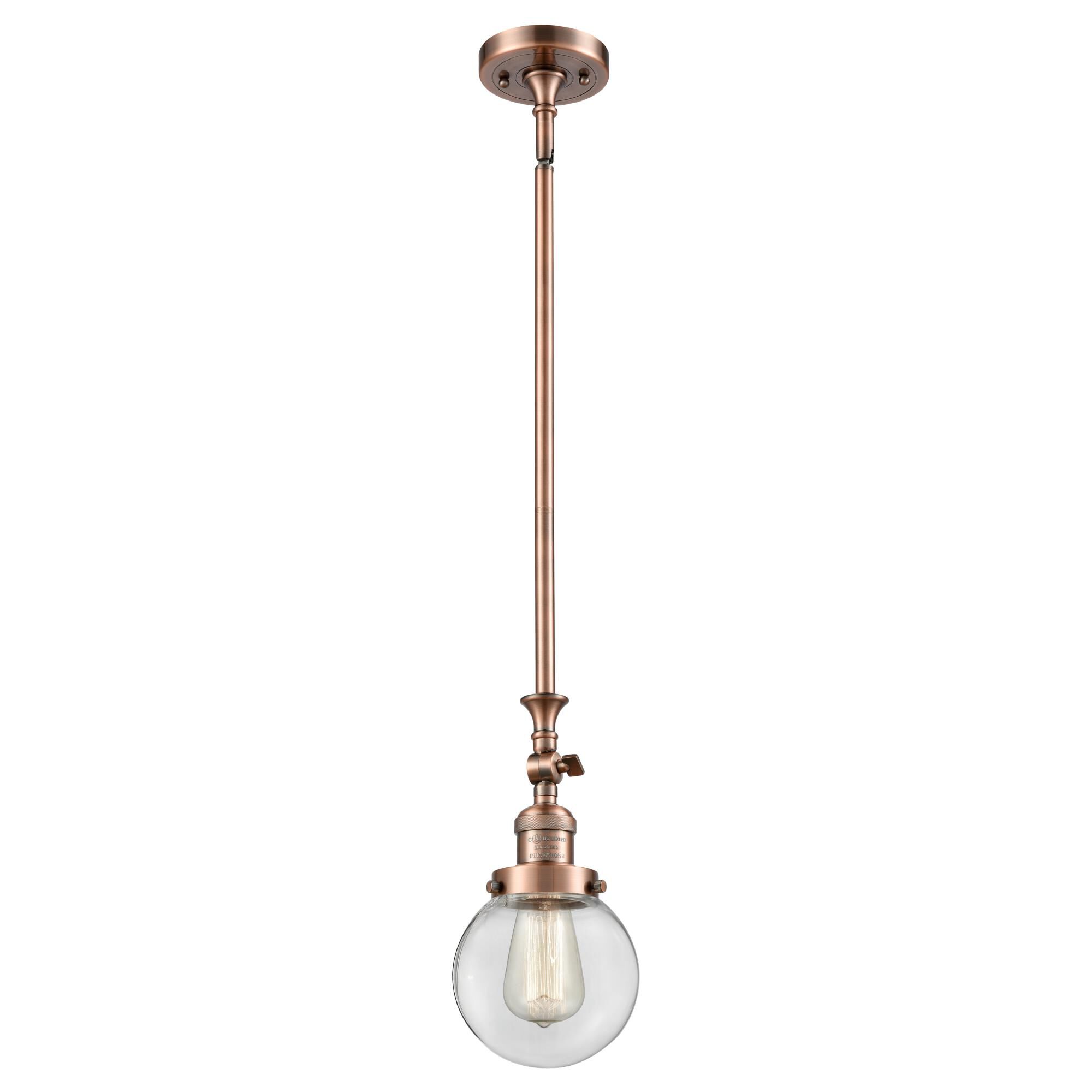 Shown in Antique Copper finish and Clear glass