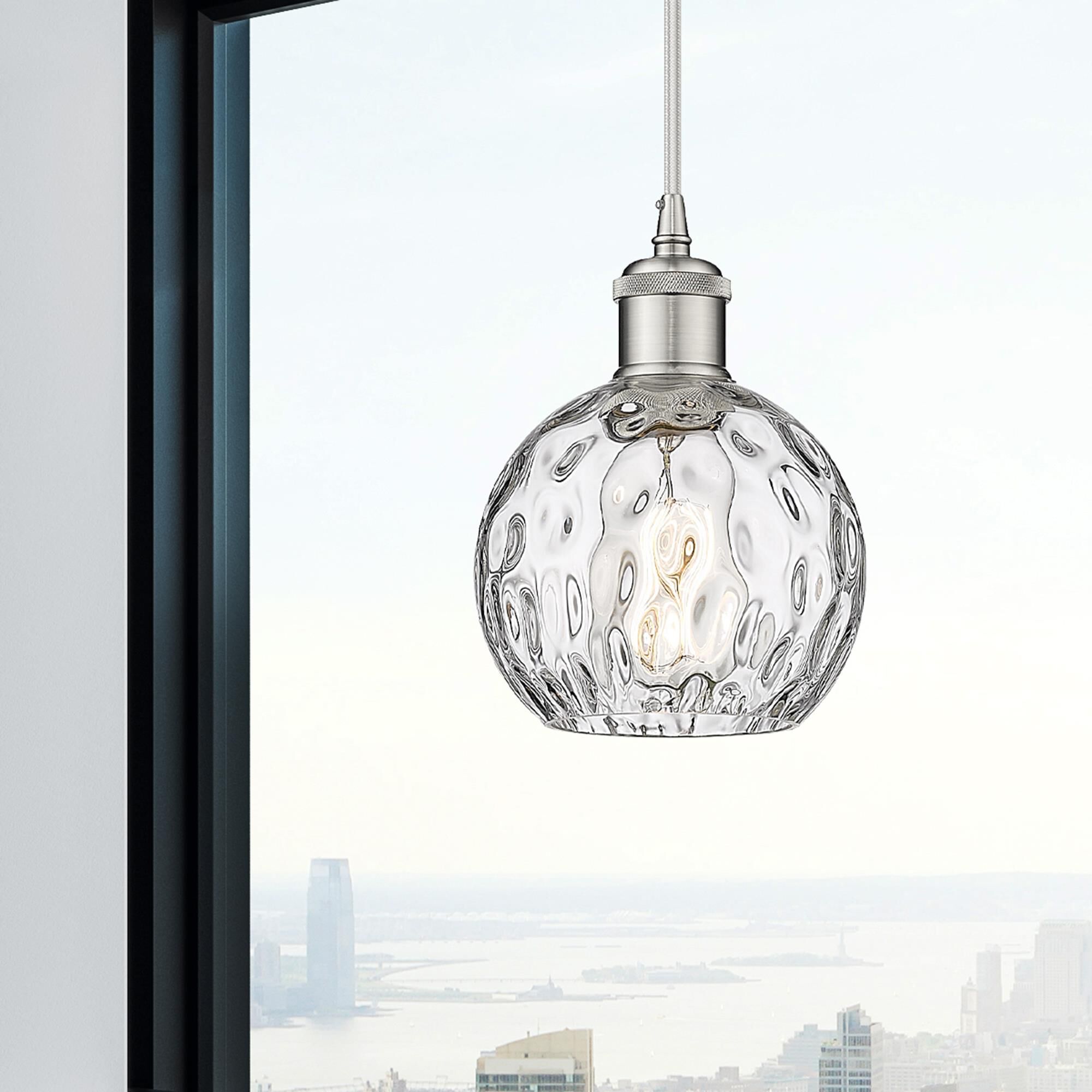 Shown in Brushed Satin Nickel finish and Clear glass