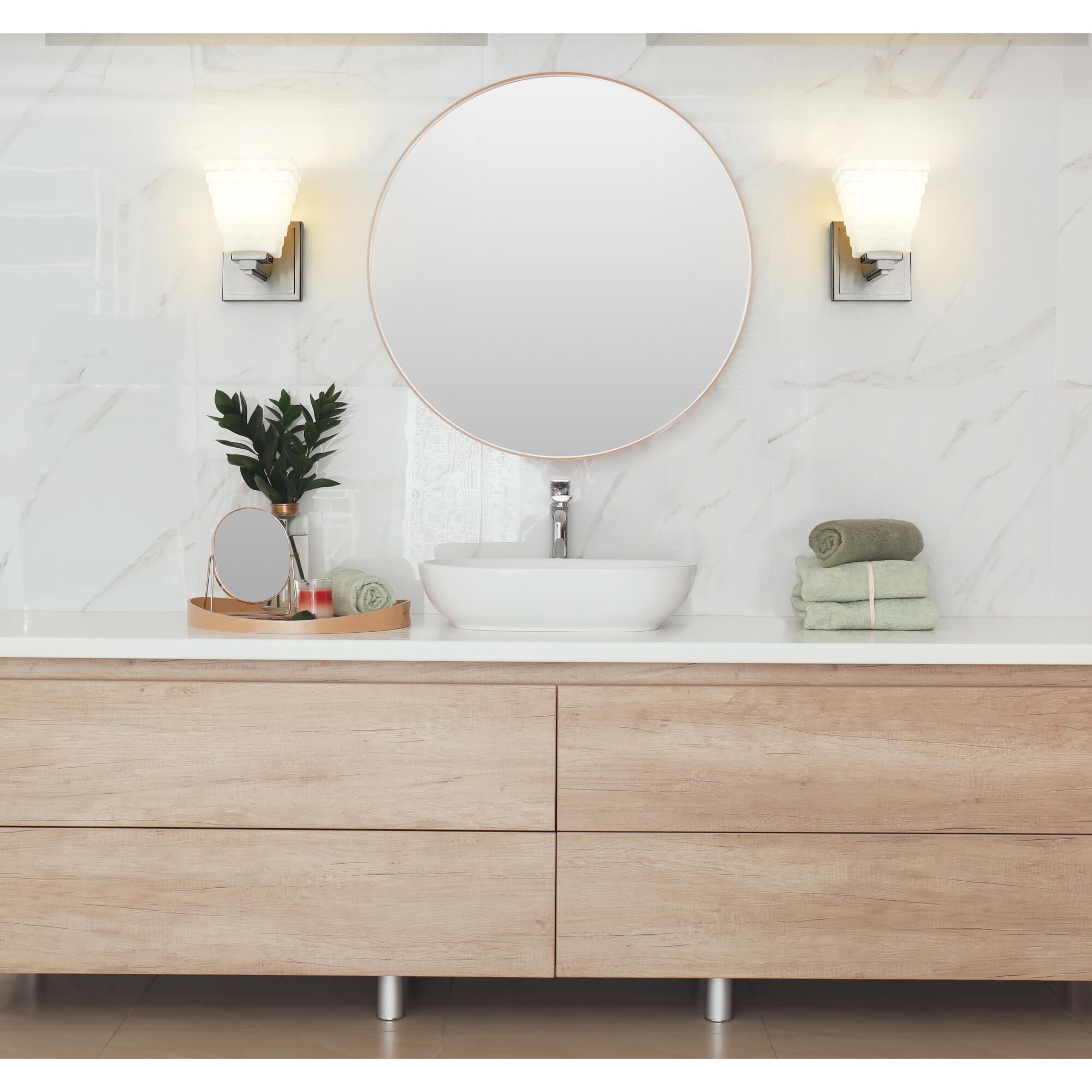 Shown in Brushed Nickel finish and Matte Opal glass and Matte Opal shade