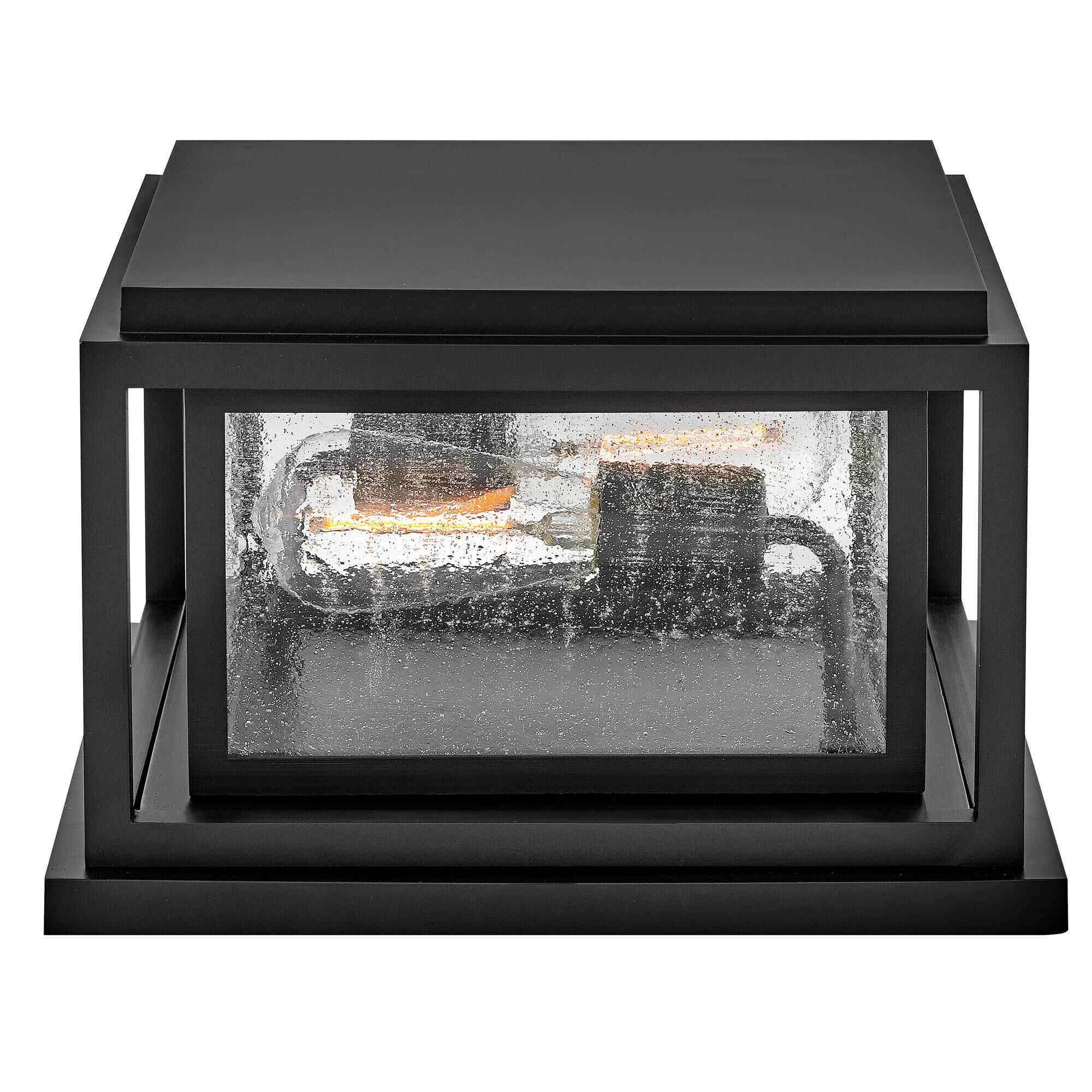 Shown in Black finish and Clear Seedy glass